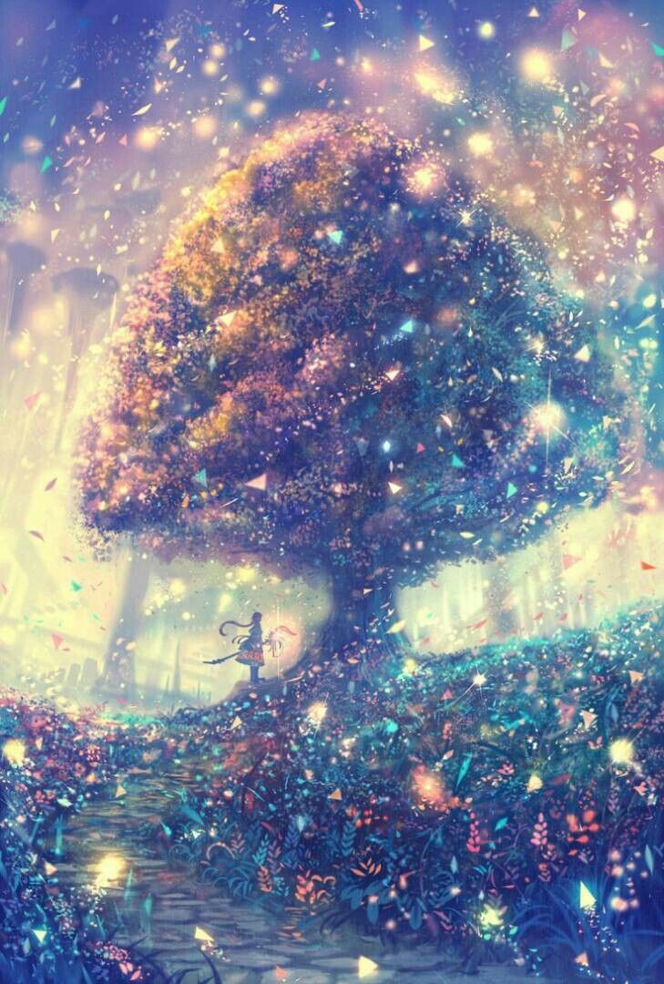 Tree of glittering shards up of broken dreams, shattered hope and love ripped apart. Anime wallpaper, Anime scenery, Art wallpaper