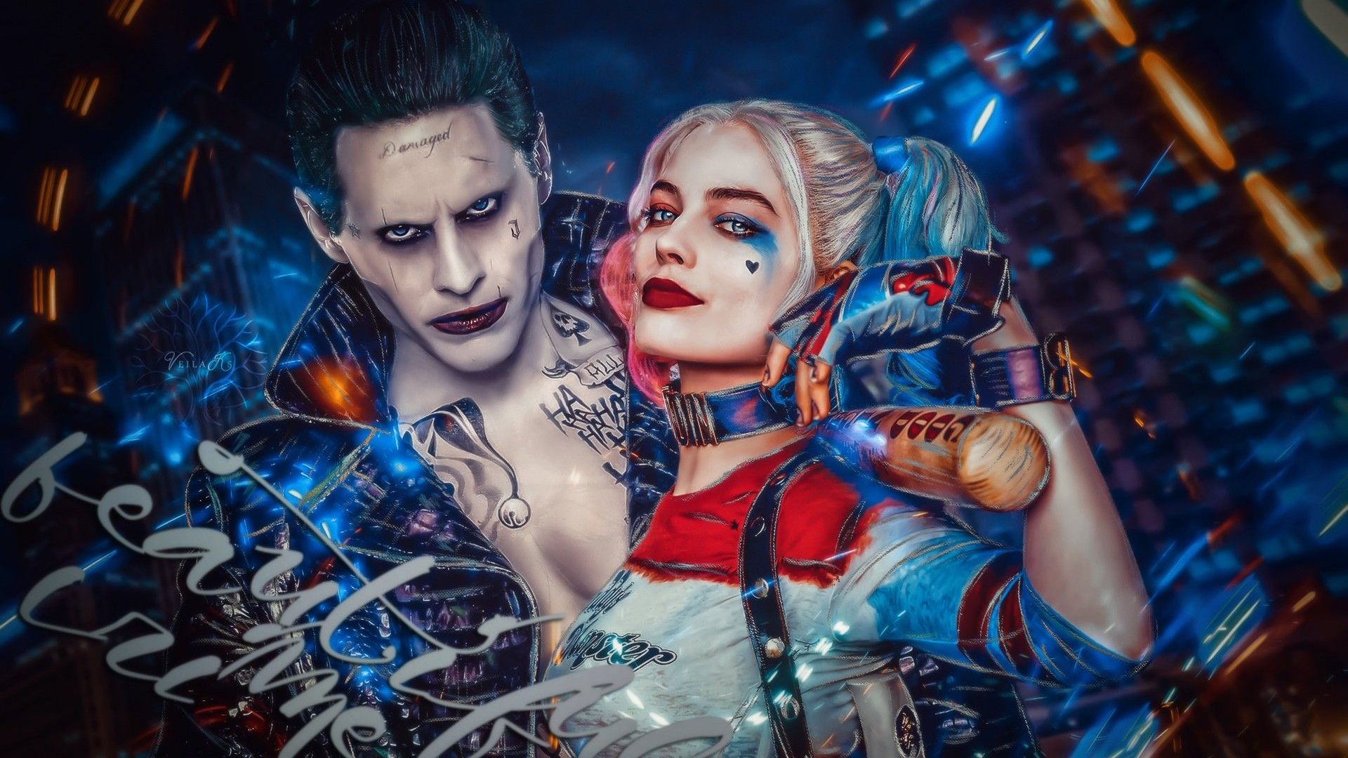 Wallpaper Harley Quinn and Joker Desktop Cute Wallpaper