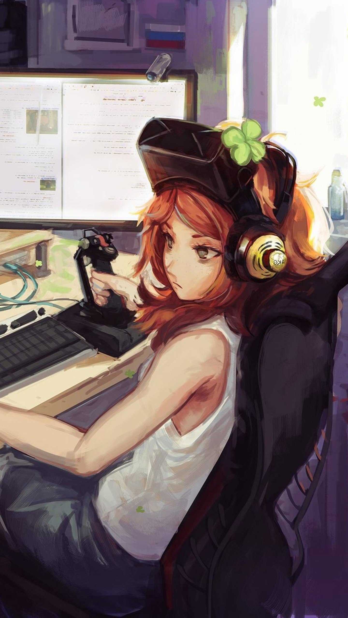 Anime Gamer Girl HD Wallpaper (1440x2560)