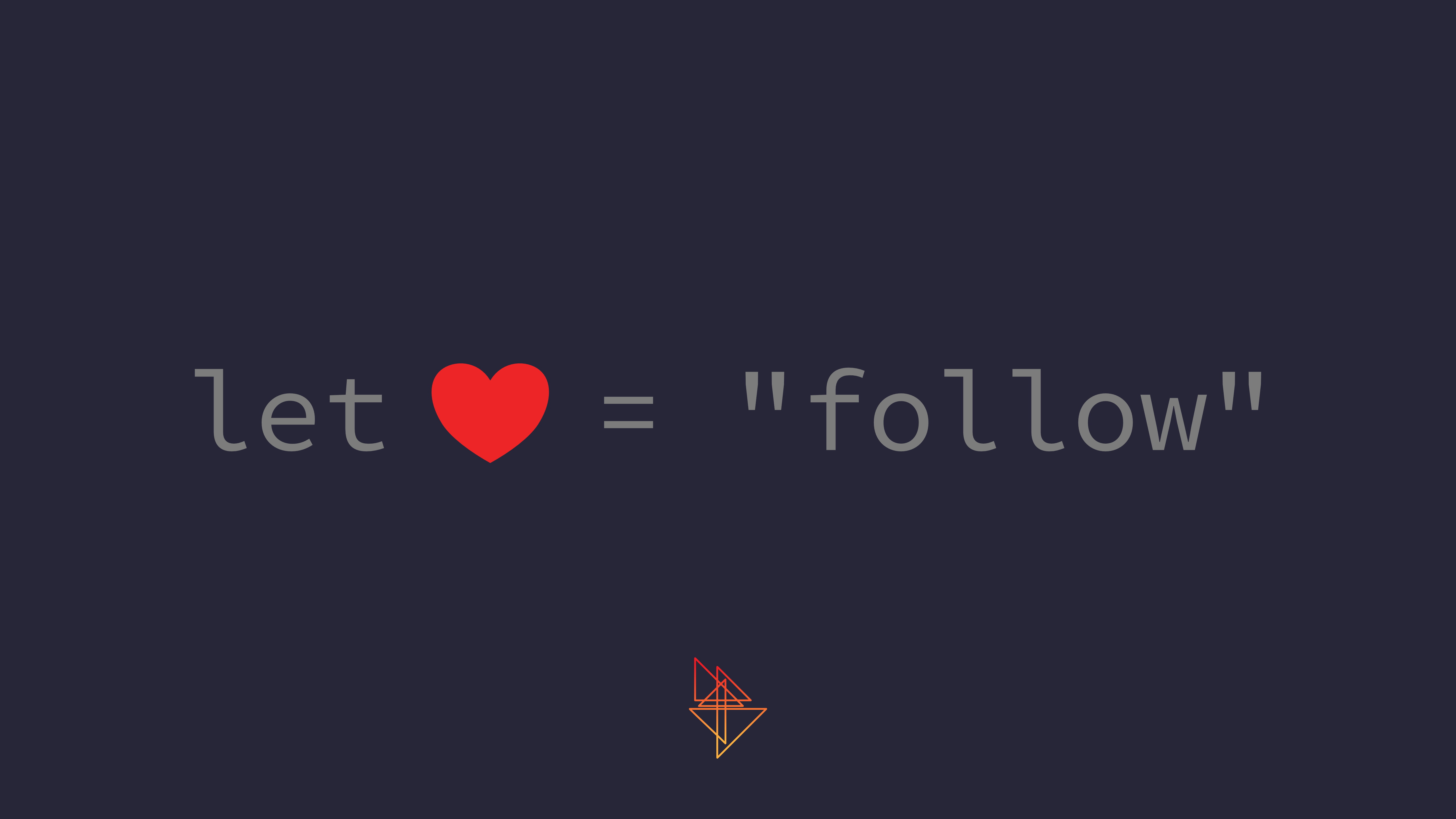 Let love = follow text overlay, code, programming, swift HD wallpaper