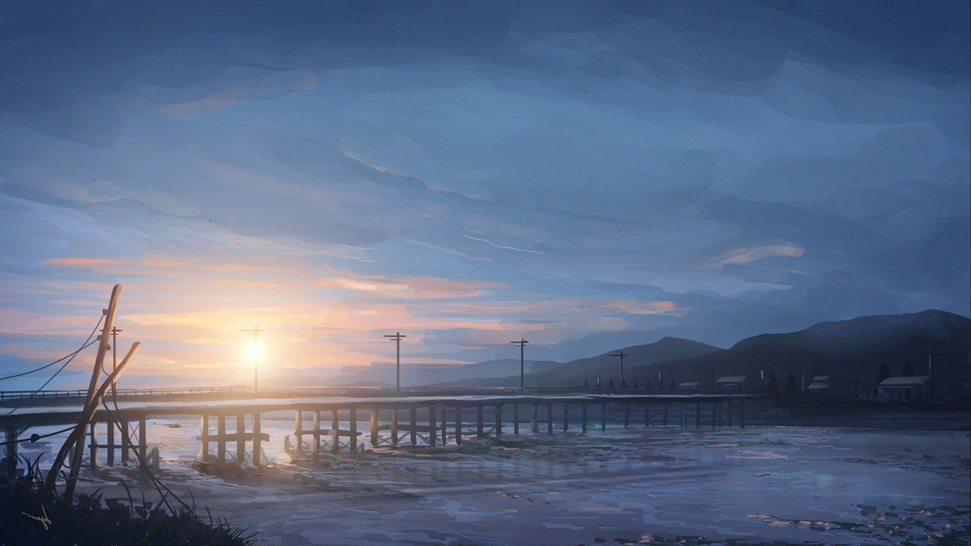 anime, Sky, Sunrise, Bridge Wallpaper HD / Desktop and Mobile