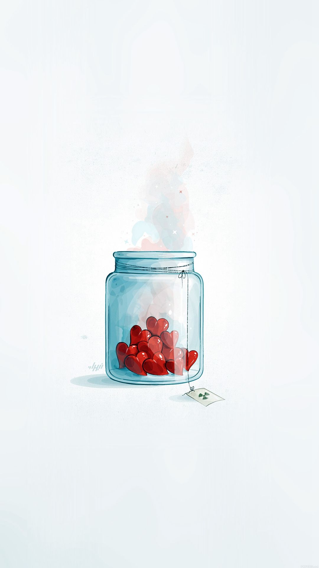 Hearts In Jar Love Minimal Art iPhone 8 Wallpaper Free Download