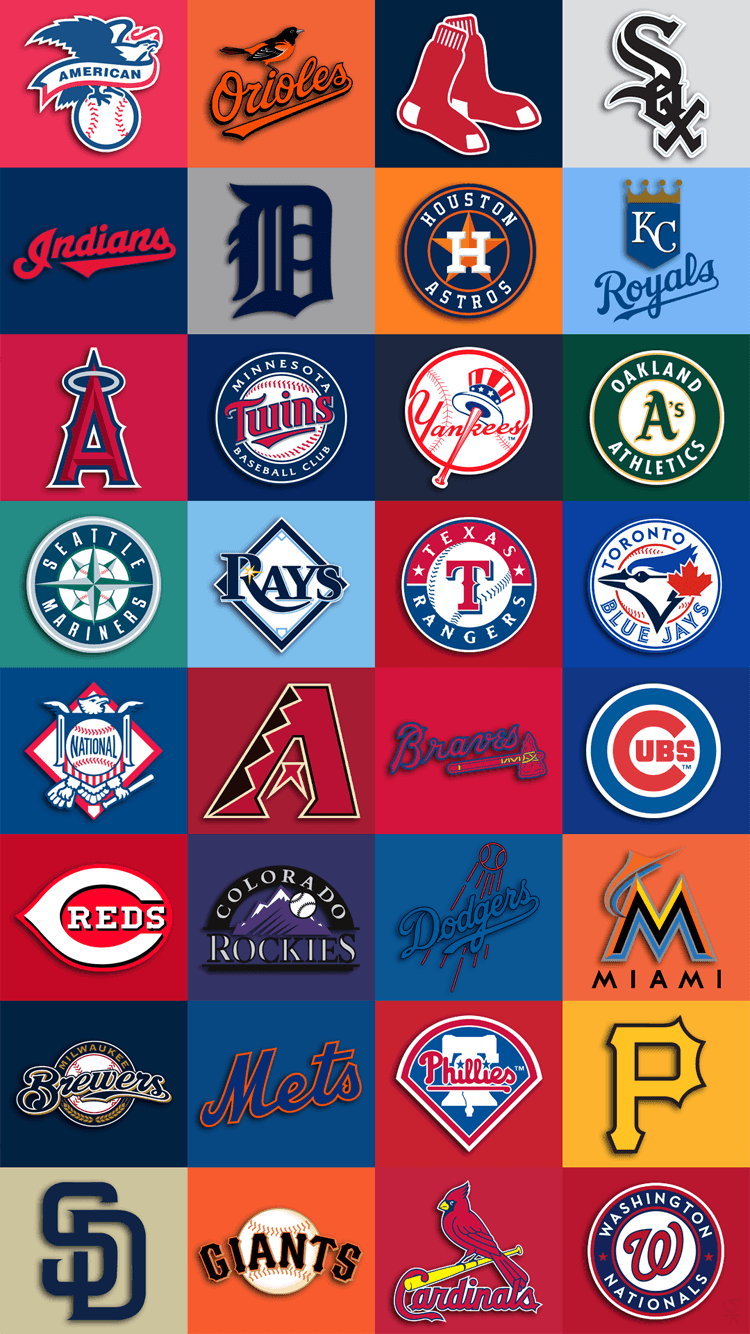 MLB team logos iPhone 6 Wallpaper (750x1334). Mlb wallpaper, Baseball wallpaper, Mlb logos