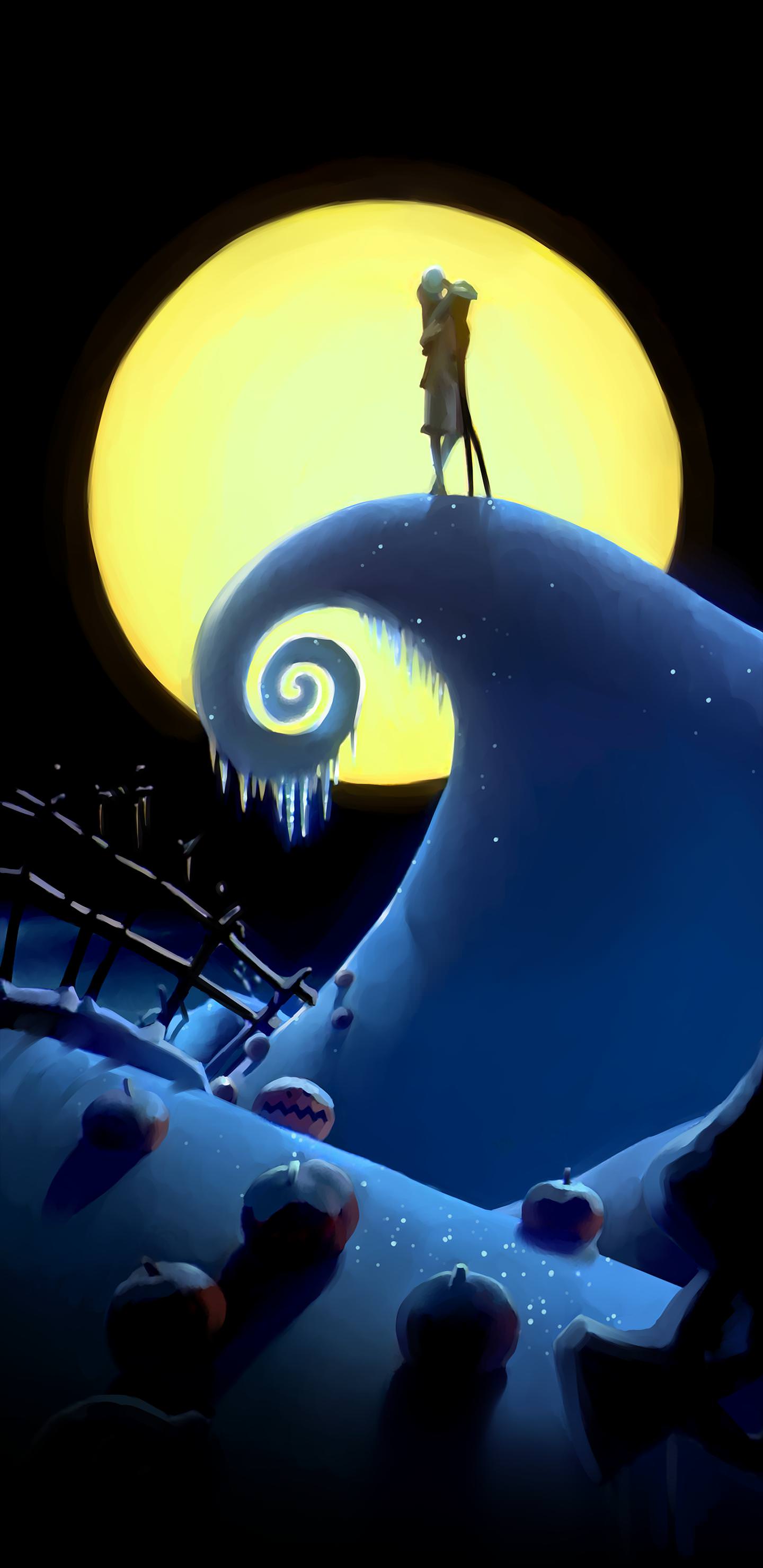 AMOLED OLED Nightmare Before Christmas Snow Wallpaper Background