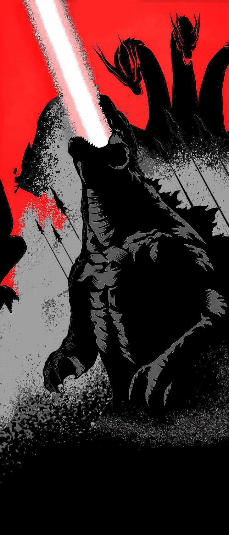 HD wallpaper: Godzilla: King of the Monsters, amoled, dark, vertical