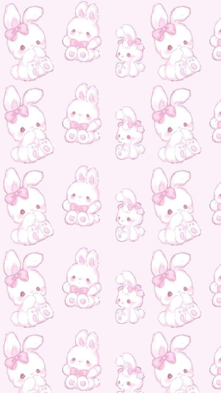 kawaii, art, baby, background, beautiful, beauty, bow, bunny