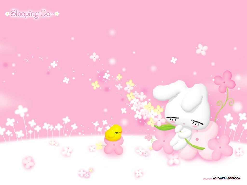 Free download Sleeping Co Kawaii Bunny Wallpaper In Pink 1024x768