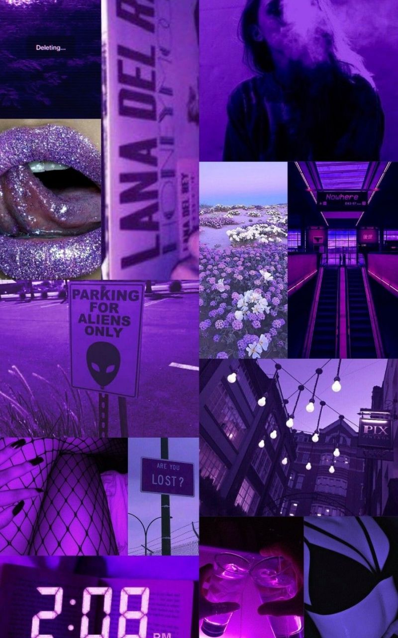 Neon Purple Aesthetic Collage Wallpaper Laptop - img-cheese