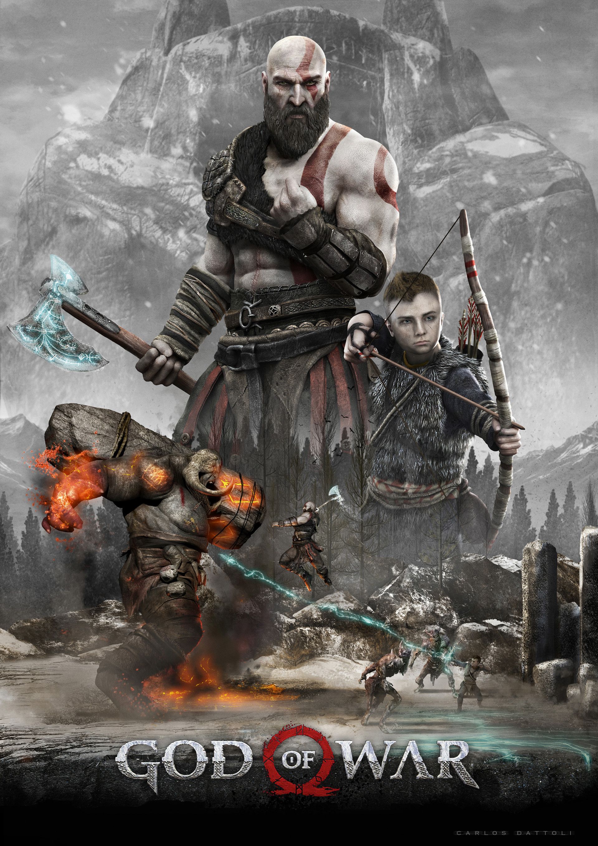 God of War 4 Poster Wallpaper: Kratos in Combat For Tech