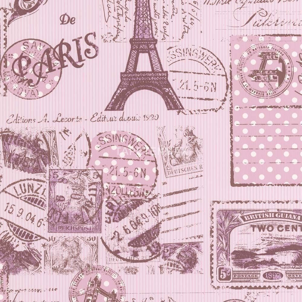 Pink vintage paris eiffel tower textured feature wallpaper a.s