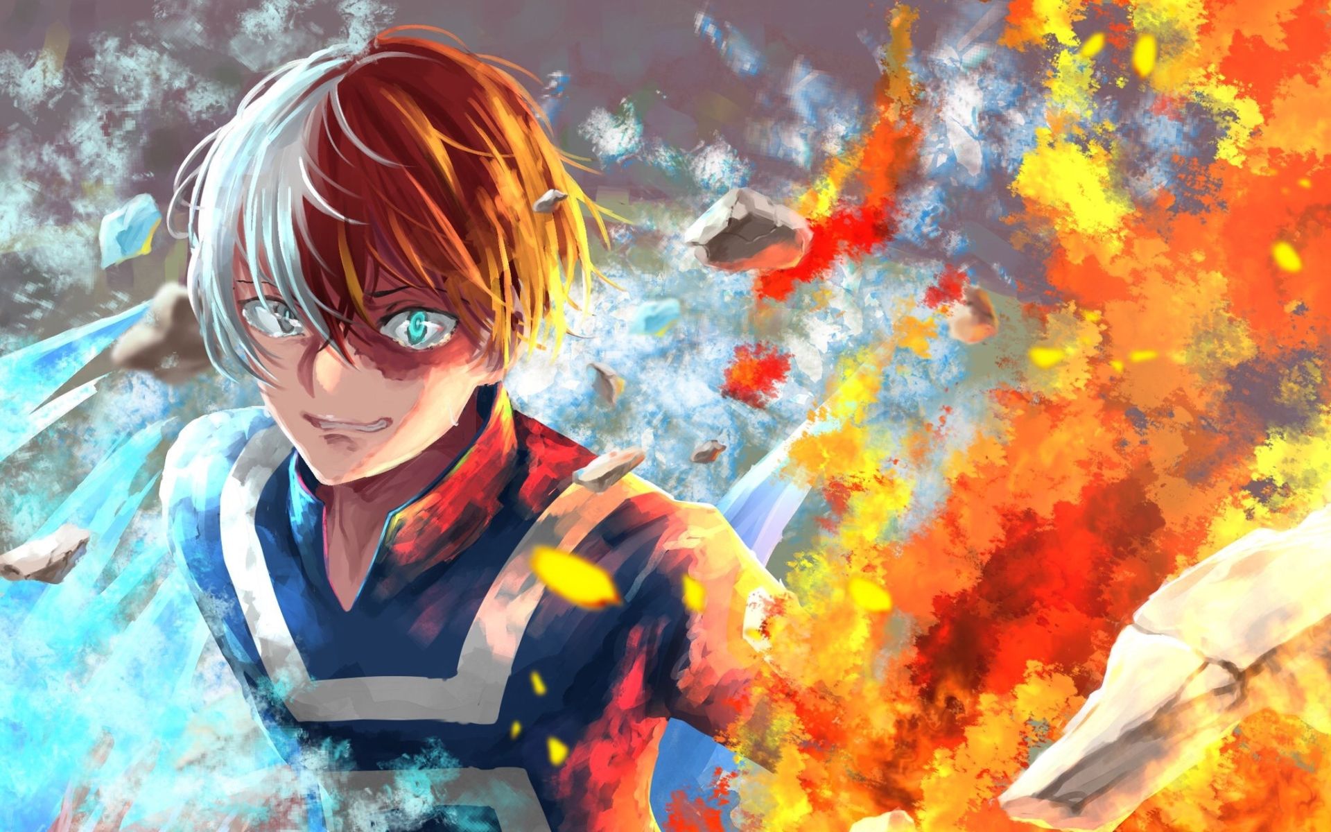 Download wallpaper Shoto Todoroki, grunge art, My Hero Academia