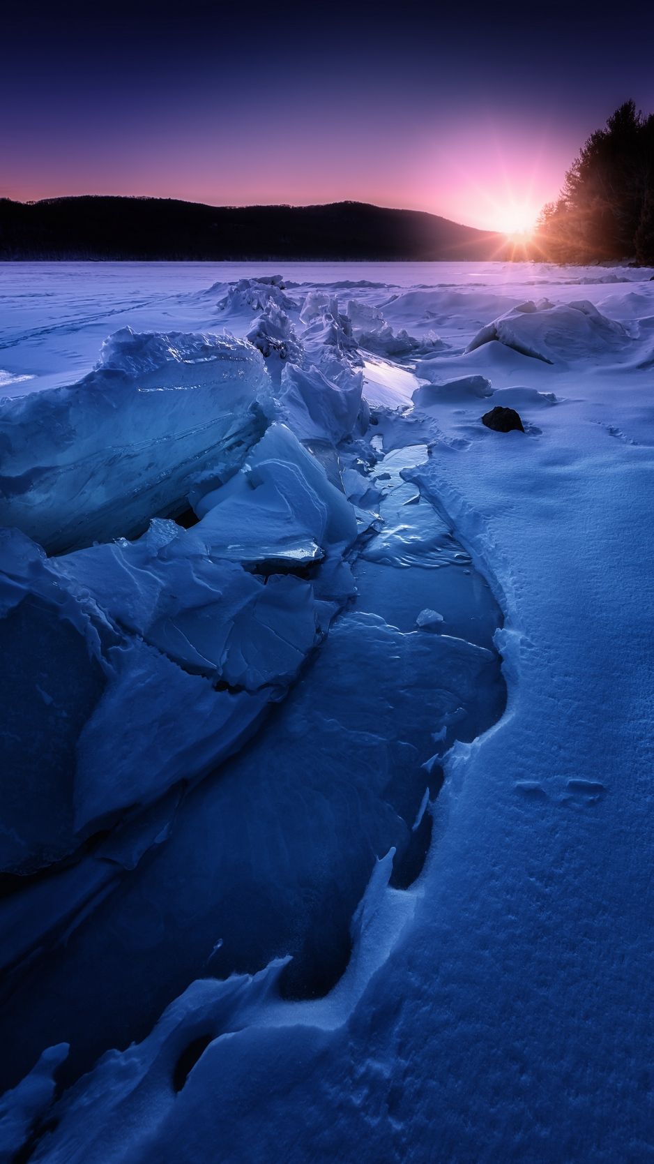 Download wallpapers 938x1668 ice, snow, sunset, horizon iphone 8/7