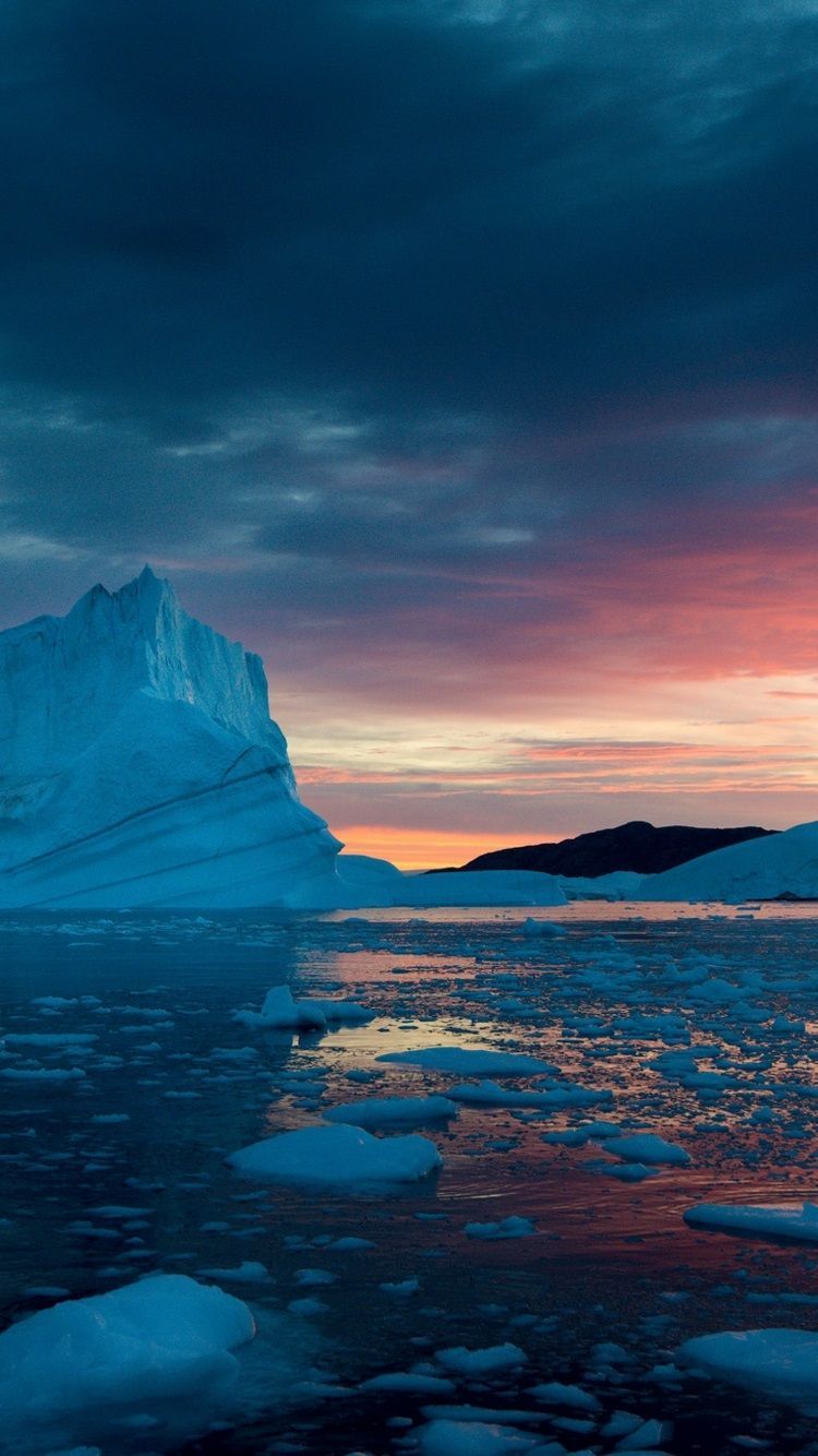 Greenland, Snow, Ice, Sunset, Sea