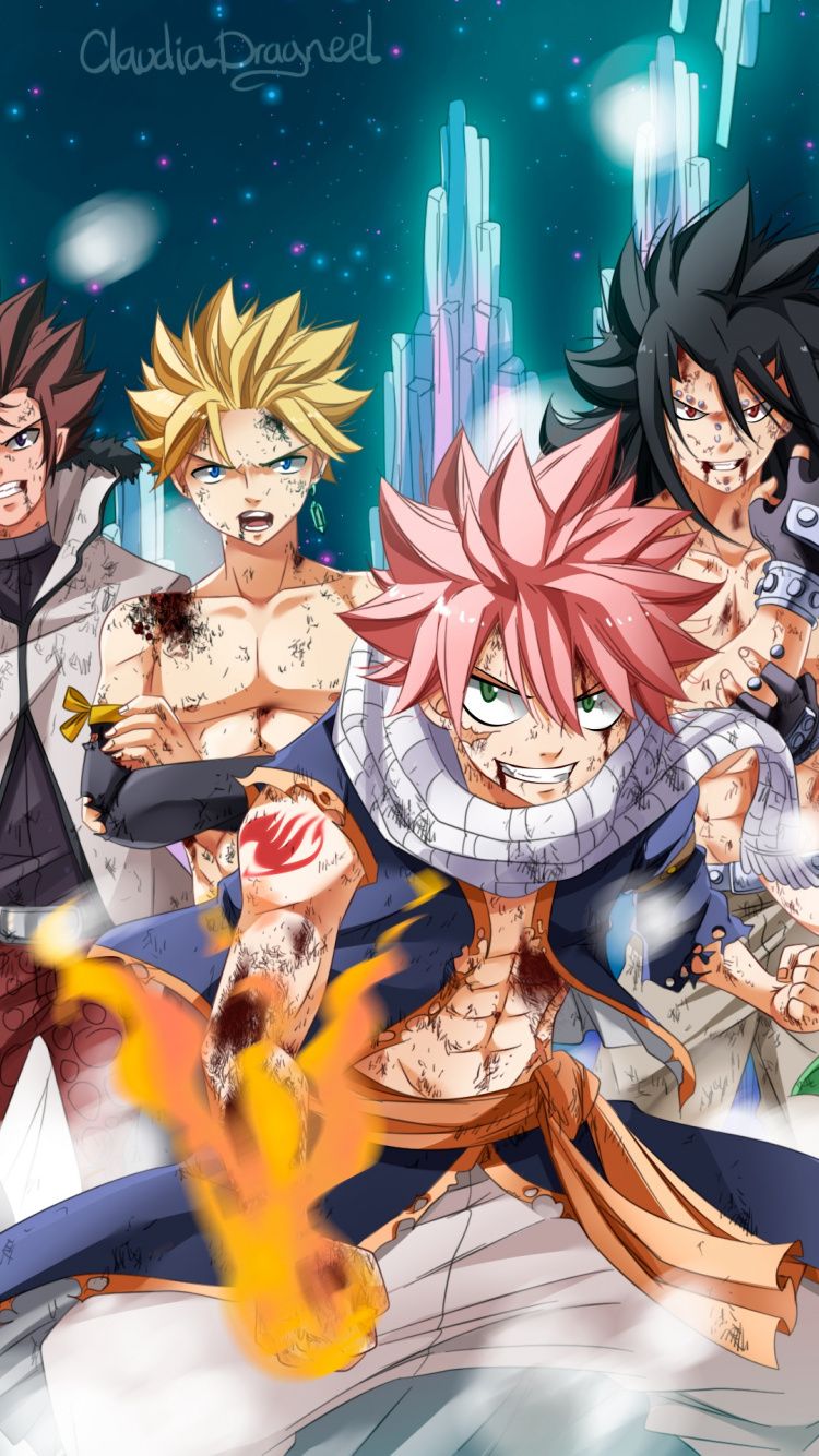 Download Anime, lead characters, Fairy Tail wallpaper, 750x1334