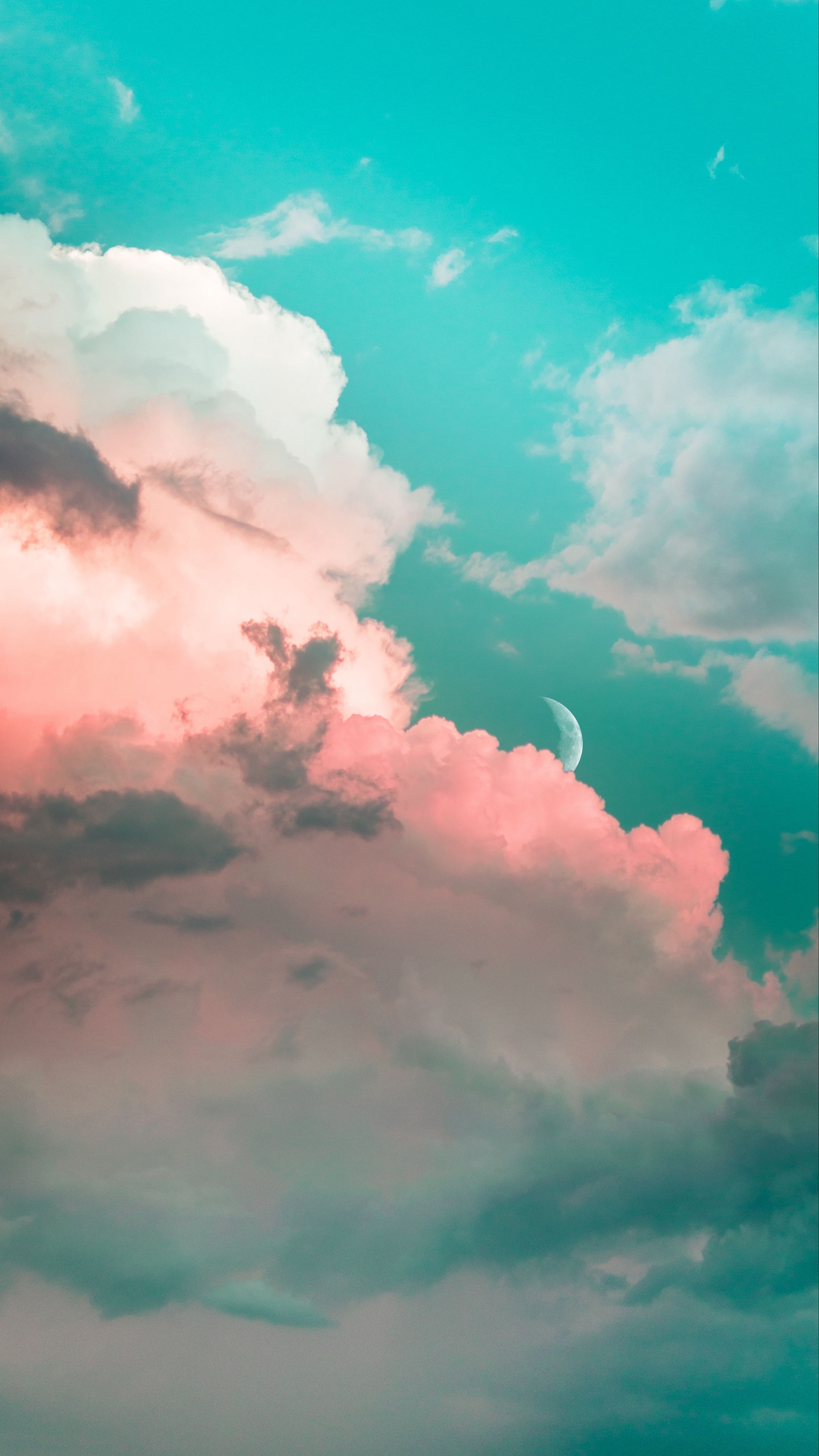 Wallpaper Clouds, Sky, Moon, Porous, Light Aesthetic Clouds
