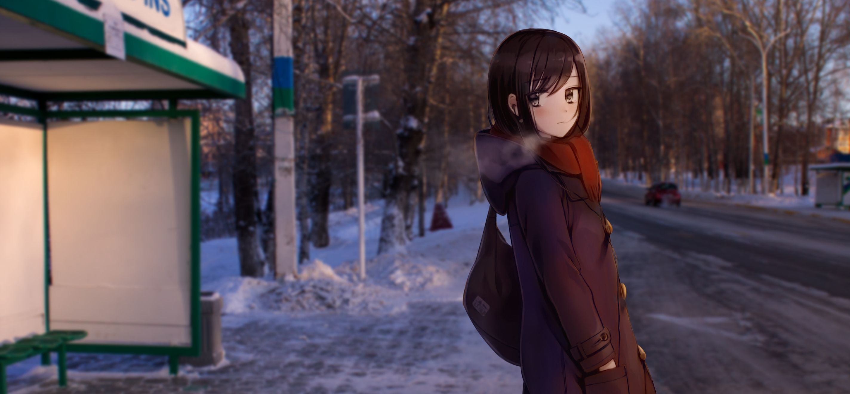 #snow, #anime girls, wallpaper