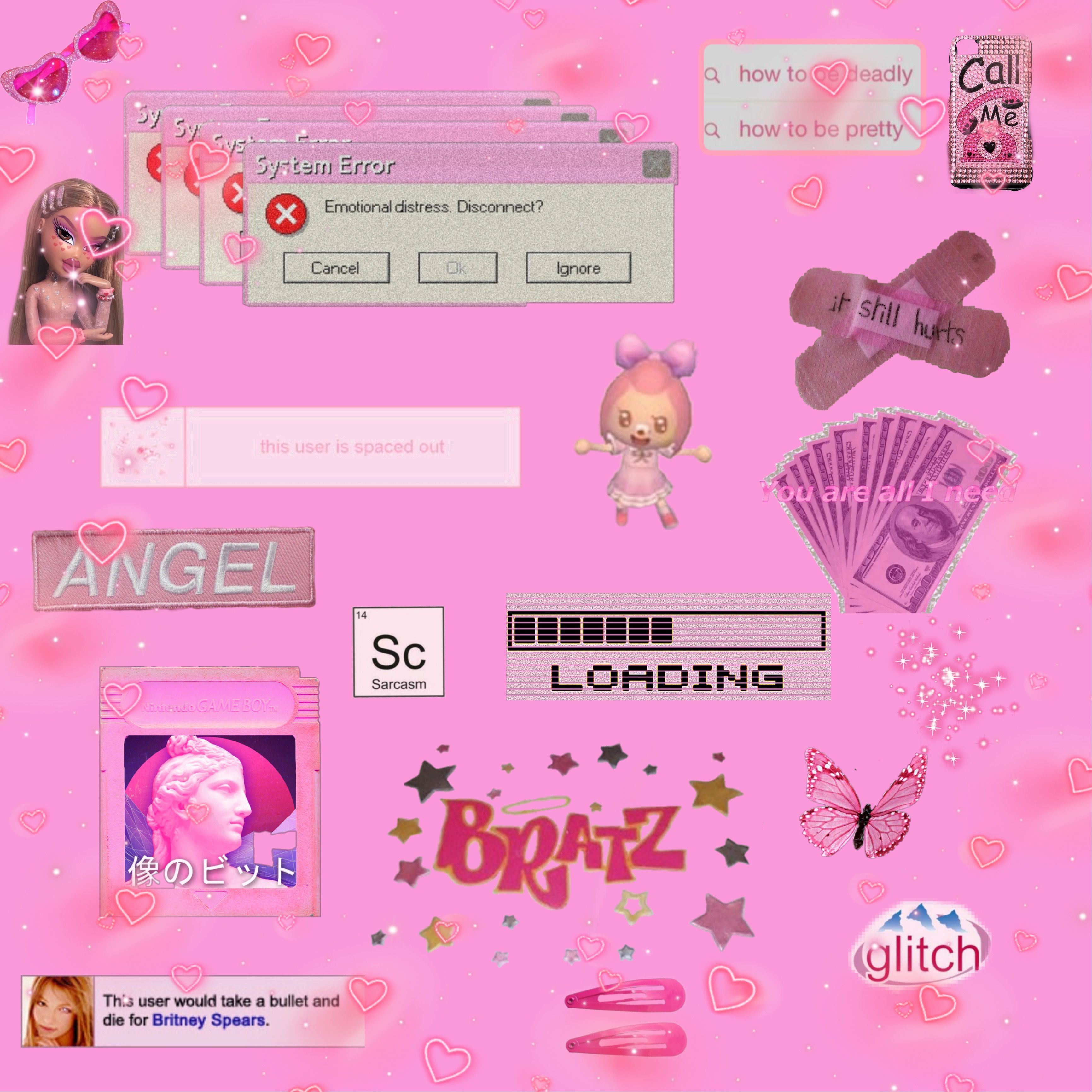 freetoedit 2000s aesthetic pink y2k bratz glitcheffect