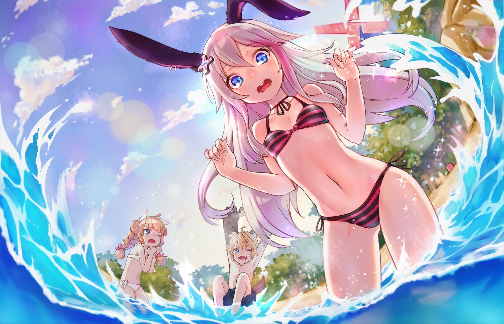 animal, Ears, Aura, Kingdom, Bikini, Blush, Bunnygirl, Pink, Hair