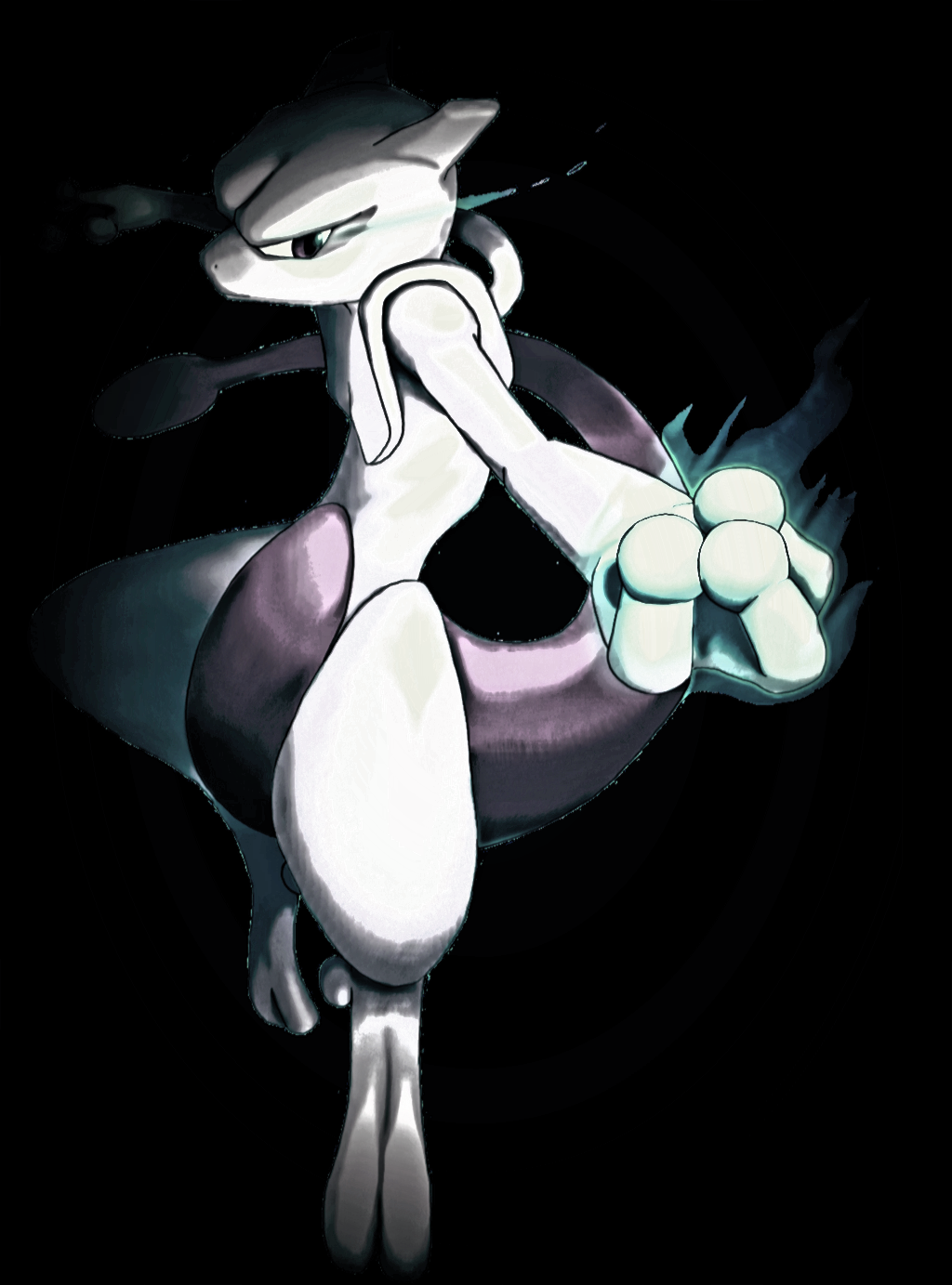 An edited Mewtwo for a phone wallpaper, requested