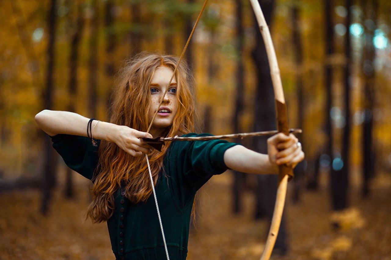 Picture Girls Archers Redhead girl arrows Bow weapon