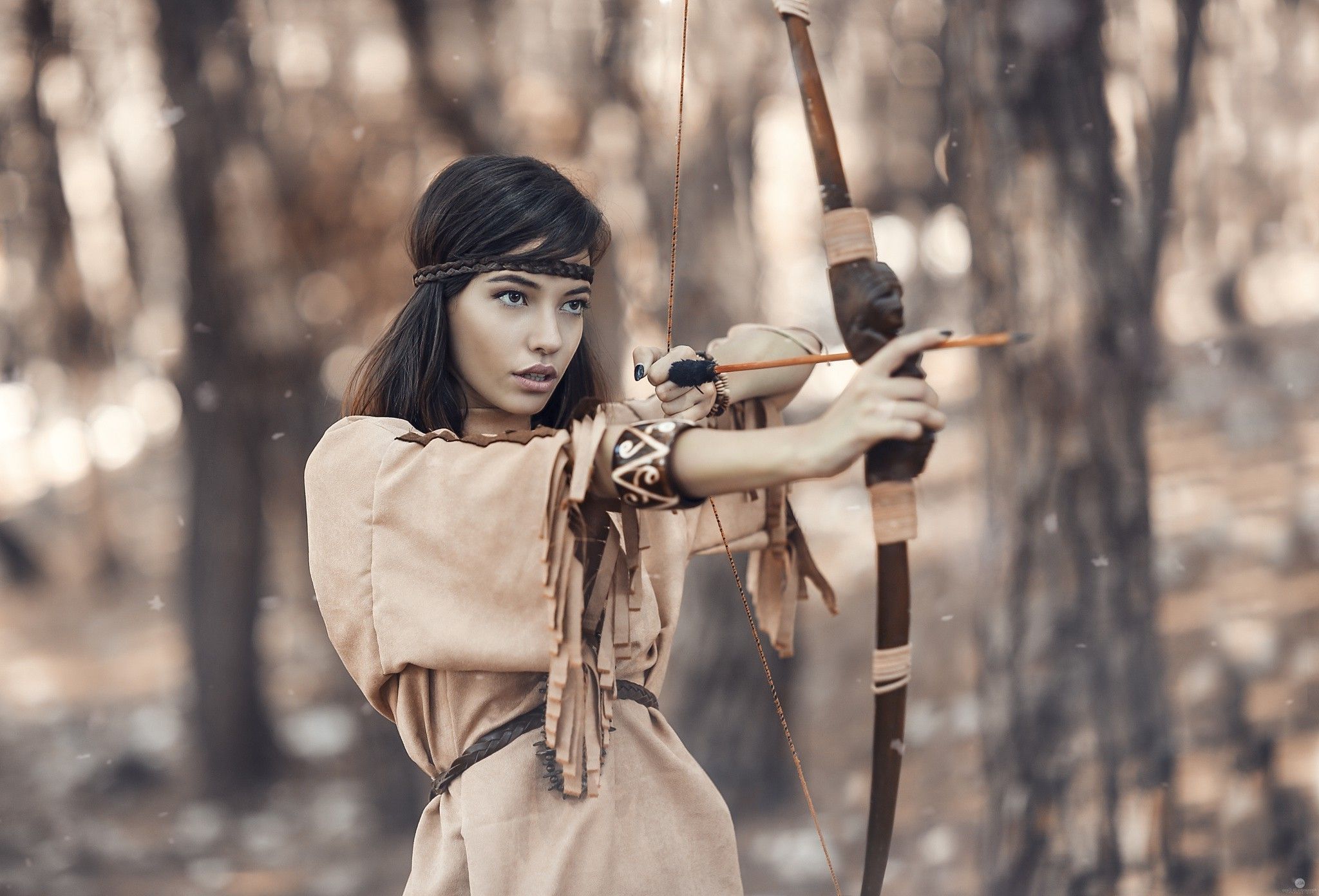 women, Photography, Native American Clothing, Bow And Arrow Wallpaper HD / Desktop and Mobile Background
