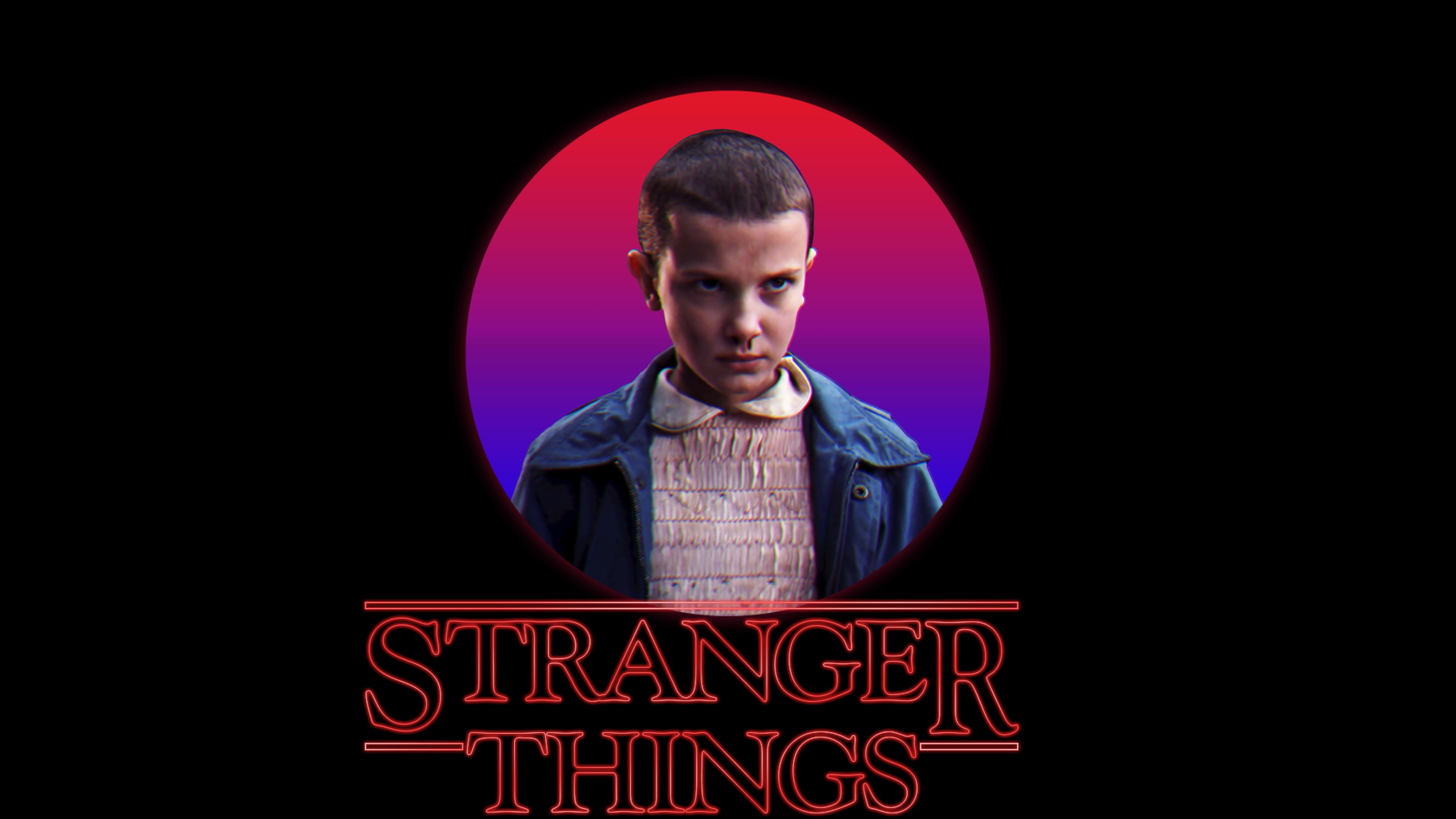 Millie Bobby Brown As Eleven In Stranger Things Logo 5K