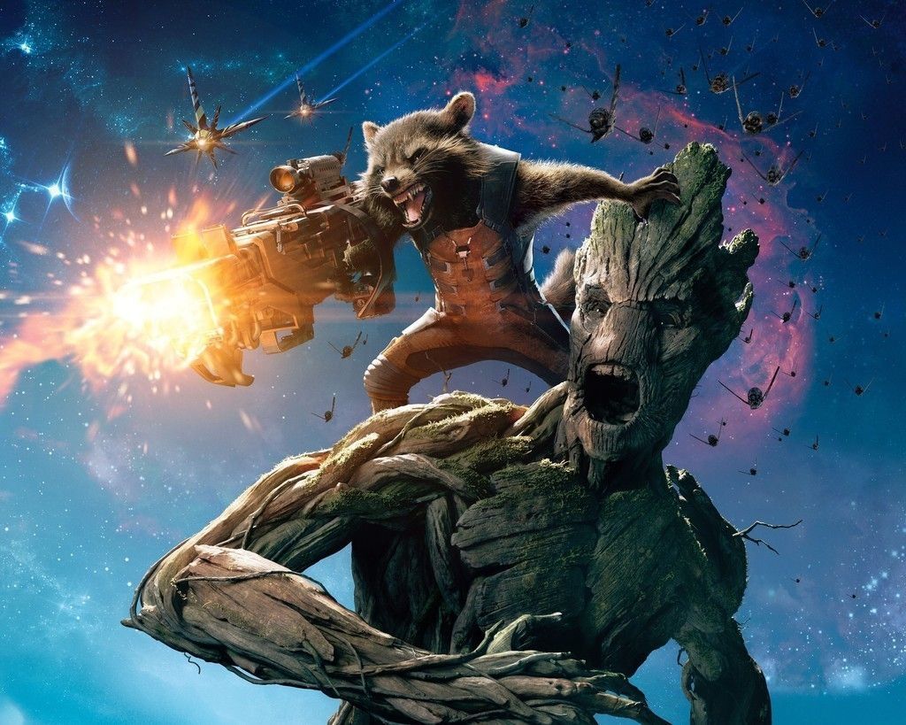 Groot and rocket raccoon, guardians of the galaxy, superhero, 5k