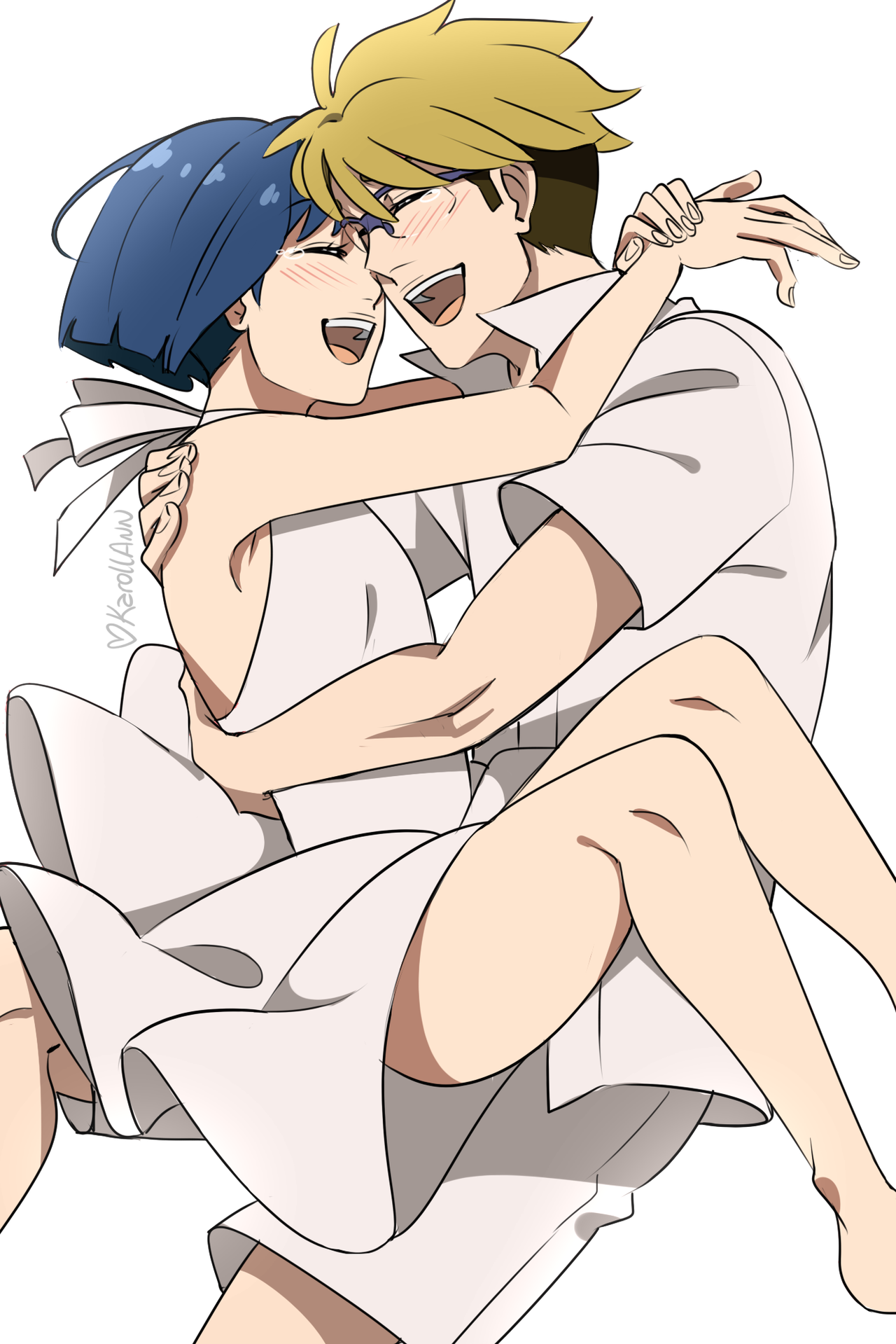 Ichigo and Goro's hug. Darling in the Franxx