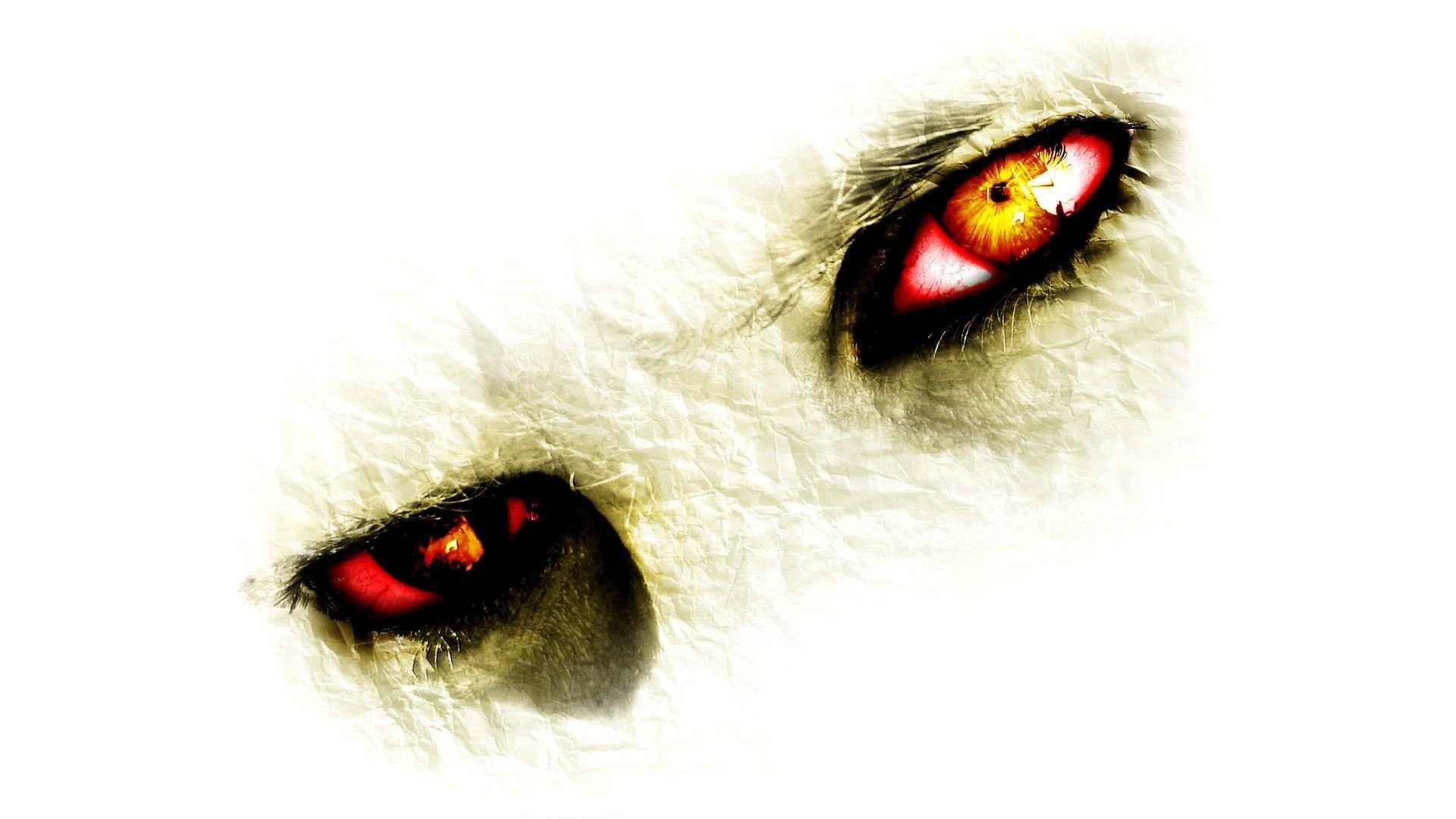 digital Art, Yellow Eyes, Closeup, Creature, Red Eyes, Paper
