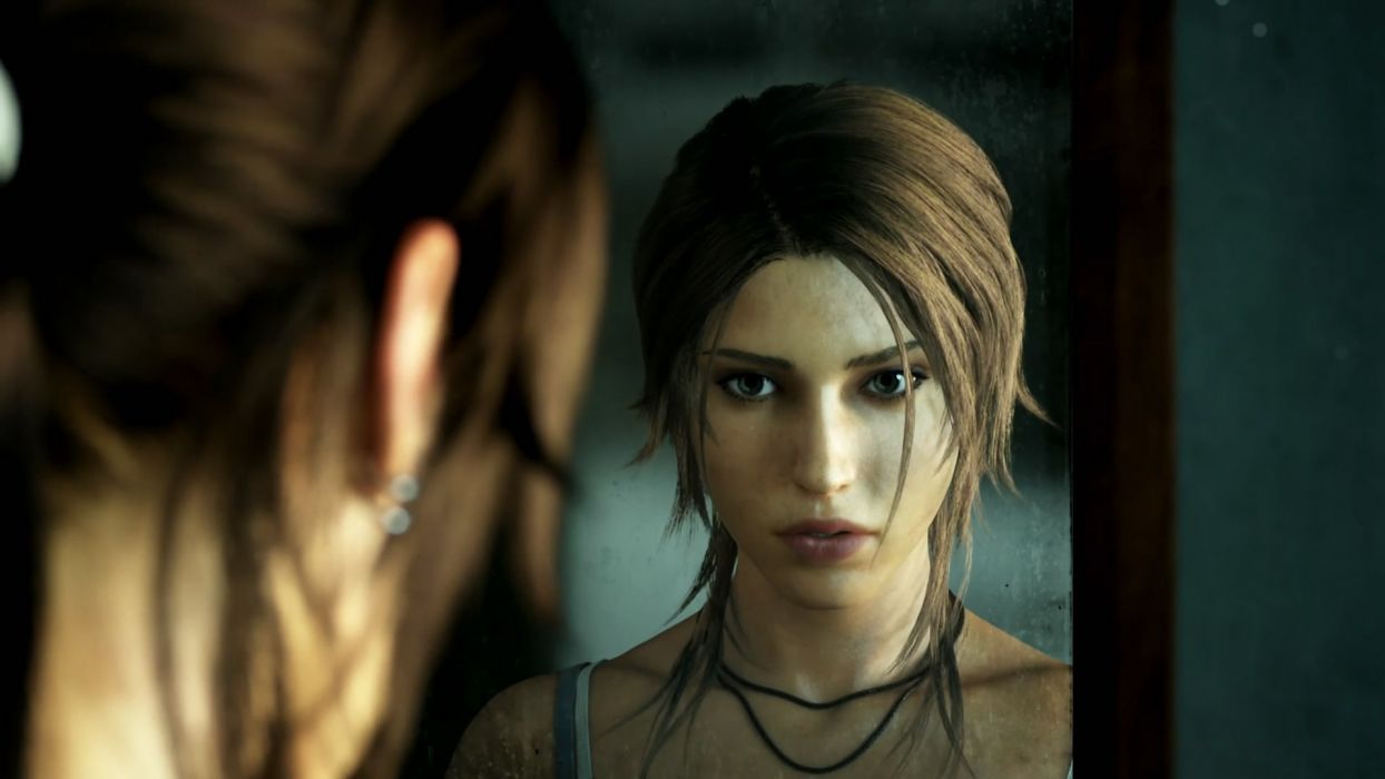 Women mirrors Tomb Raider CGI Lara Croft wallpaperx1080