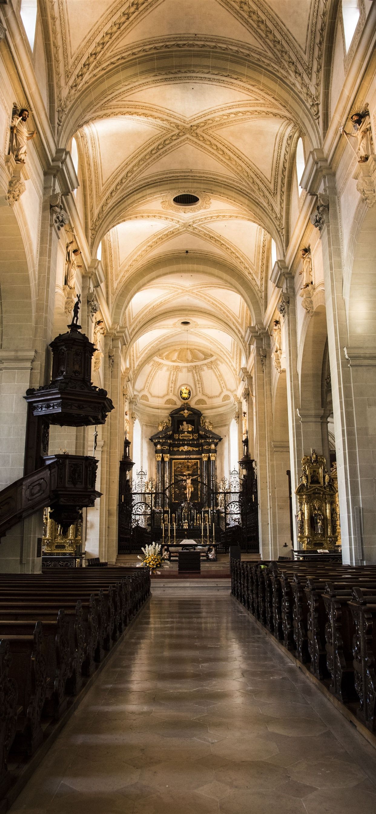 Switzerland, Lucerne, church, interior, hall 1242x2688 iPhone 11