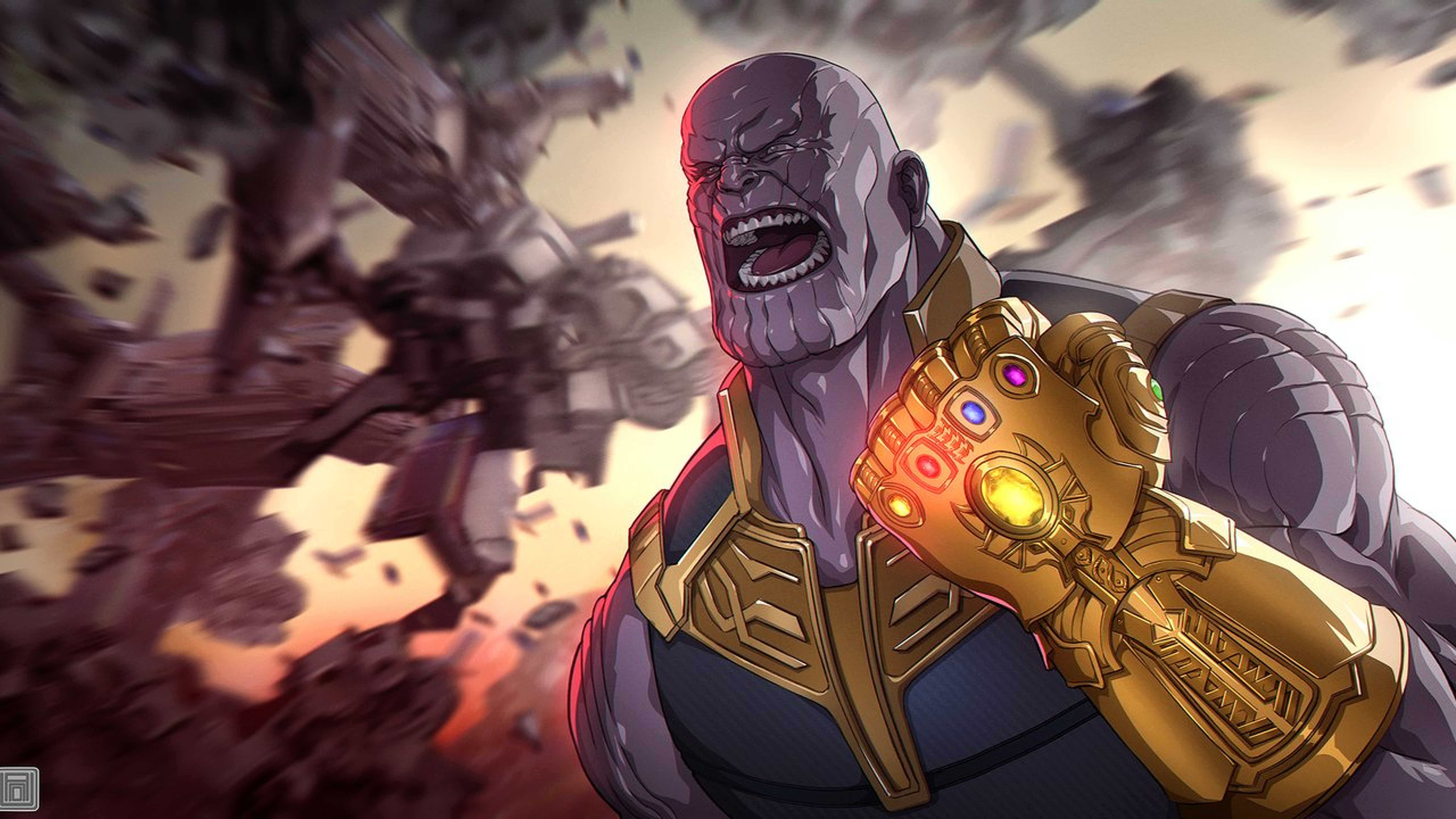 Avengers Infinity War Thanos Gauntlet Artwork HD Wallpaper (7680x4320)