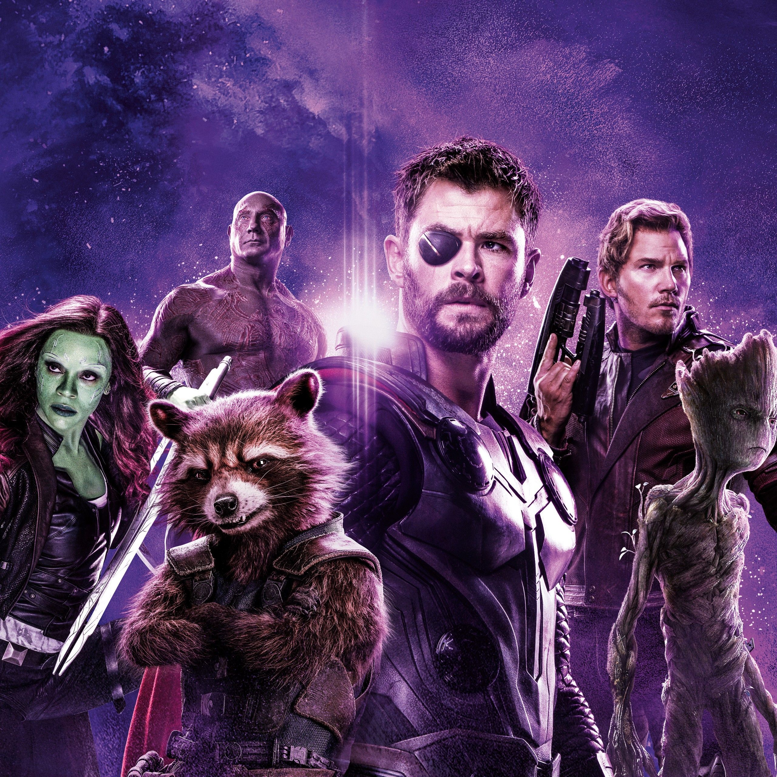 Wallpaper Avengers: Endgame, Gamora, Rocket Raccoon, Thor, Star