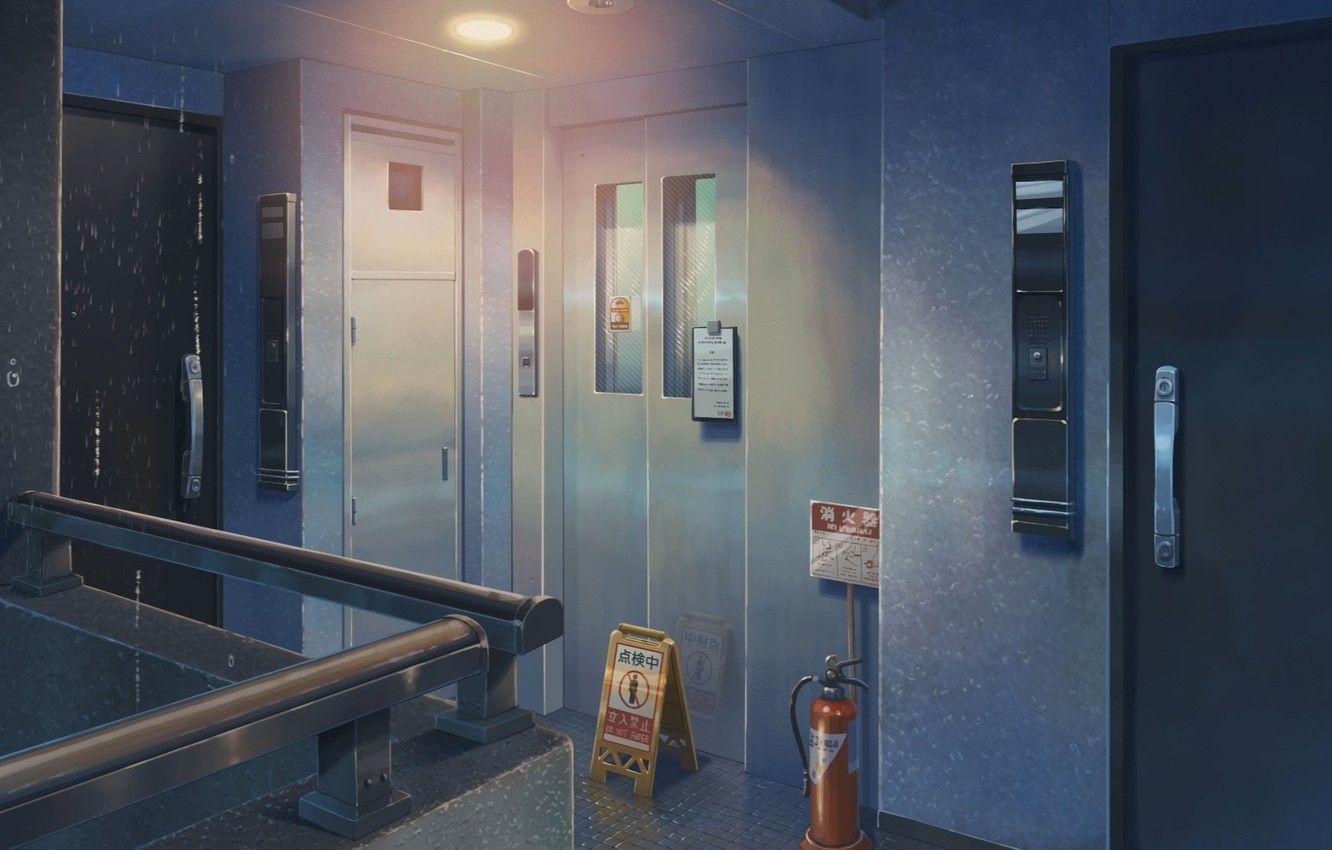 Wallpaper Anime, Door, Lift, Makoto Xingkai, Anime, Wallpaper