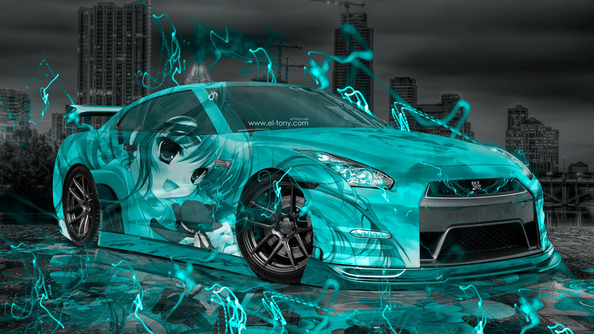 Nissan GTR R35 JDM Anime Girl Aerography City Car 2015