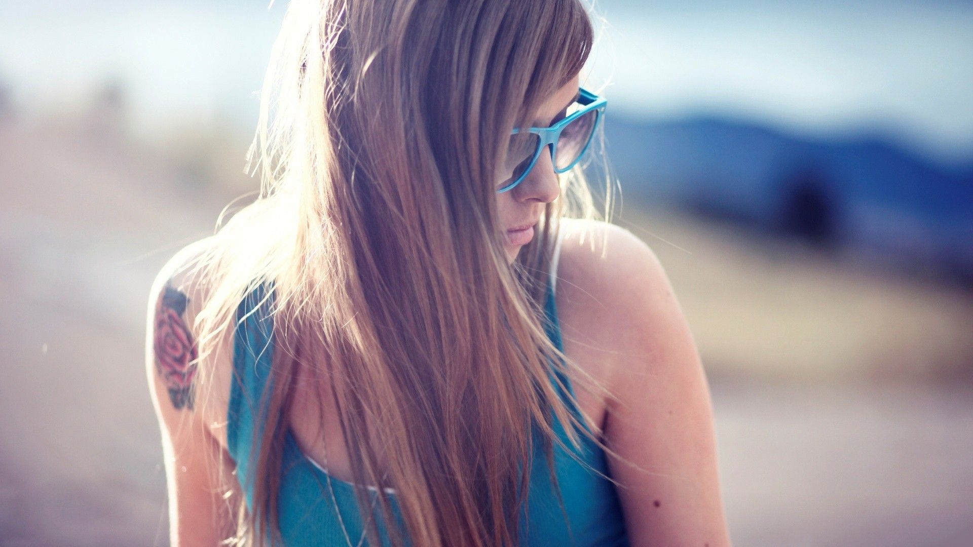 blondes, women, glasses, TeraVena Sugimoto, Skater Girl wallpaper