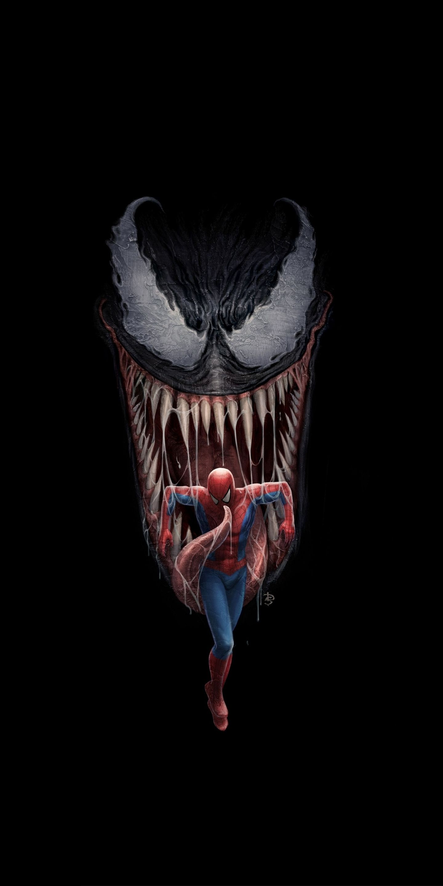 Minimal, Spider Man And Venom, Artwork, 1440x2880 Wallpaper