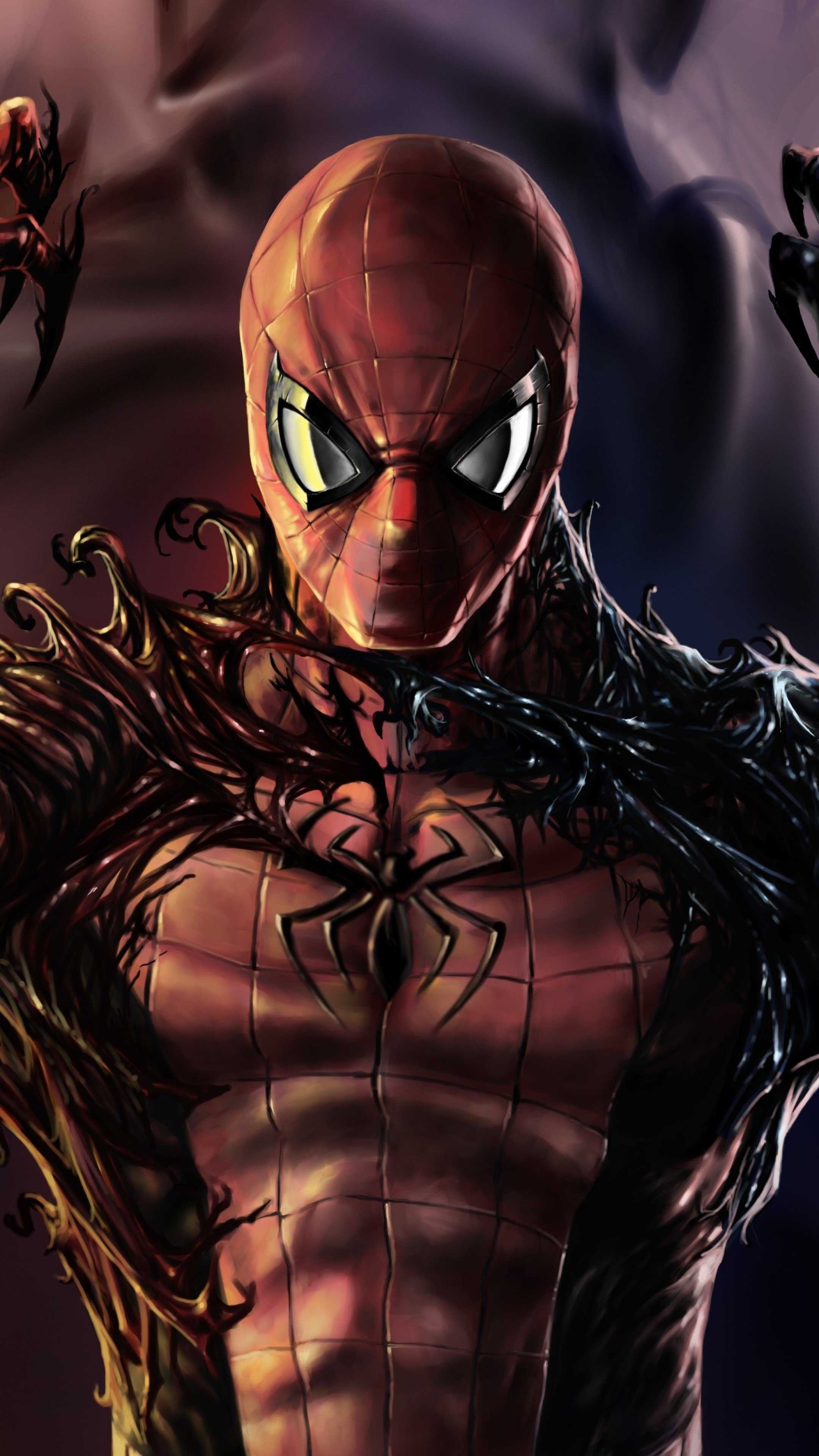 Carnage Venom Spiderman Artwork HD Wallpaper (2160x3840)