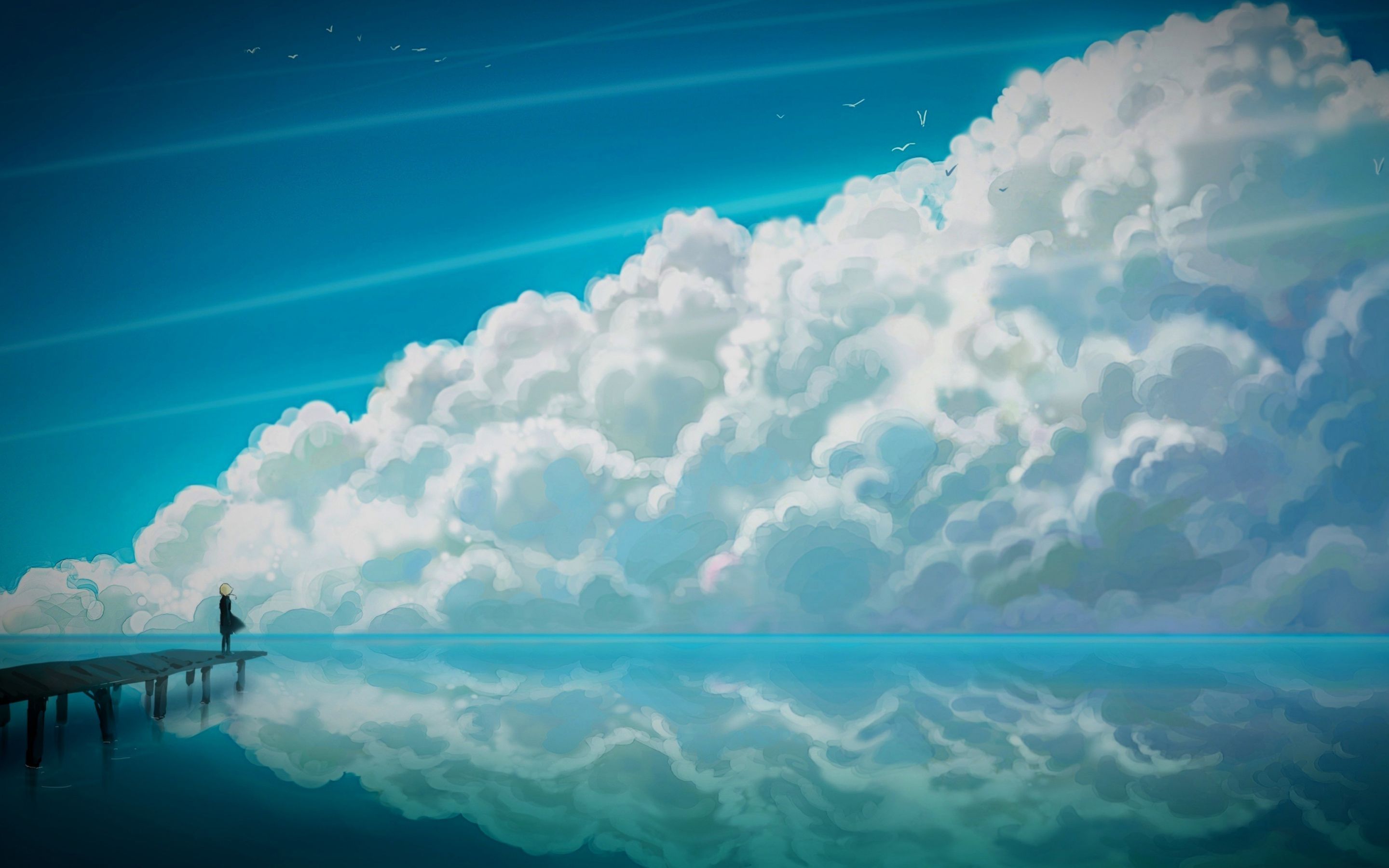 Blue Anime Sky (2880×1800). Anime Scenery Wallpaper, Scenery Wallpaper, Clouds