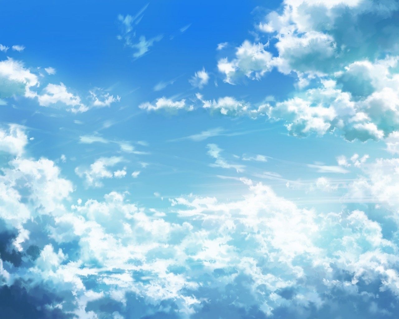 Download 1280x1024 Anime Landscape, Beyond The Clouds, Sky