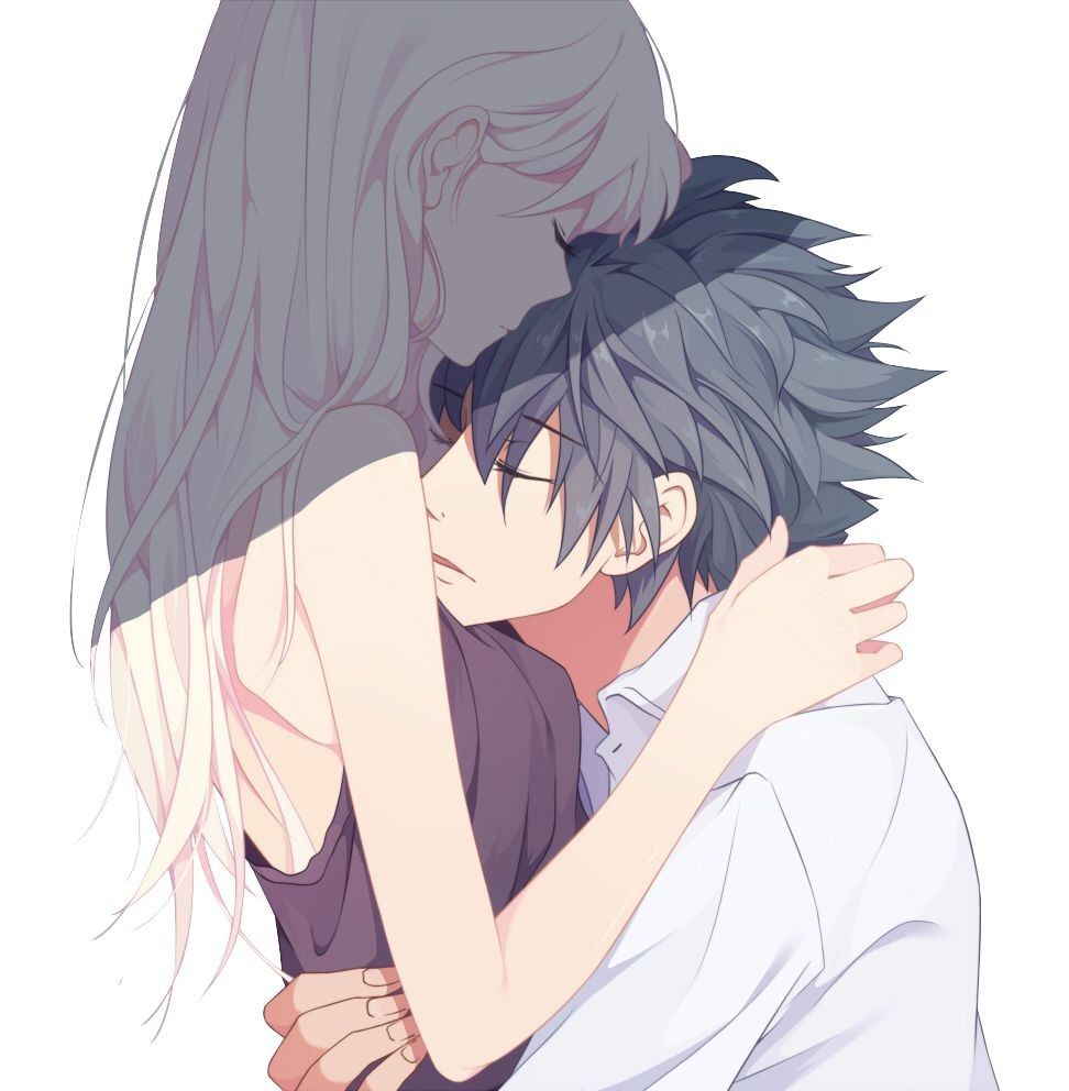 Anime Couple Kiss On Forehead Drawing.