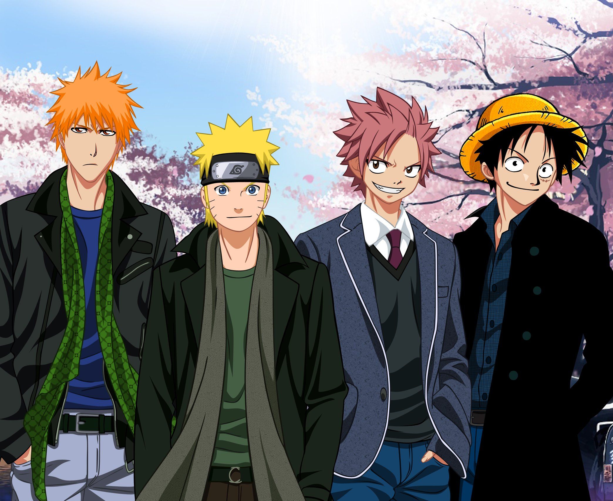 Anime series naruto bleach fairy tail one piece charcters boys