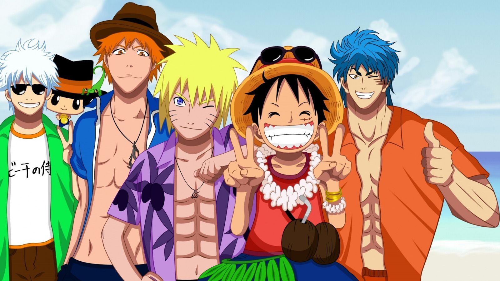Download wallpaper game, Bleach, Naruto, One Piece, pirate, anime