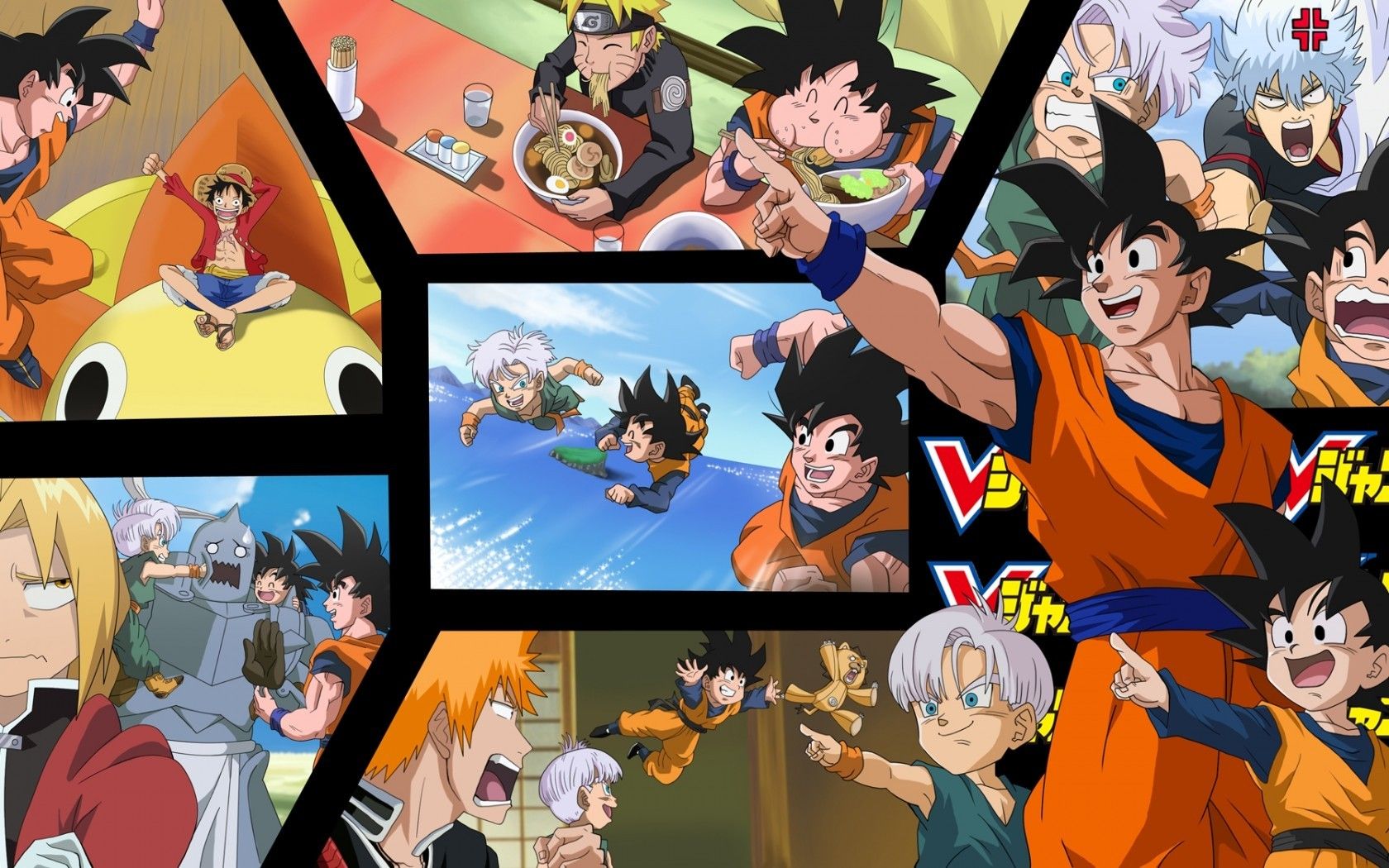 Download 1680x1050 Dragonball, Naruto, Bleach, One Piece, Gintama