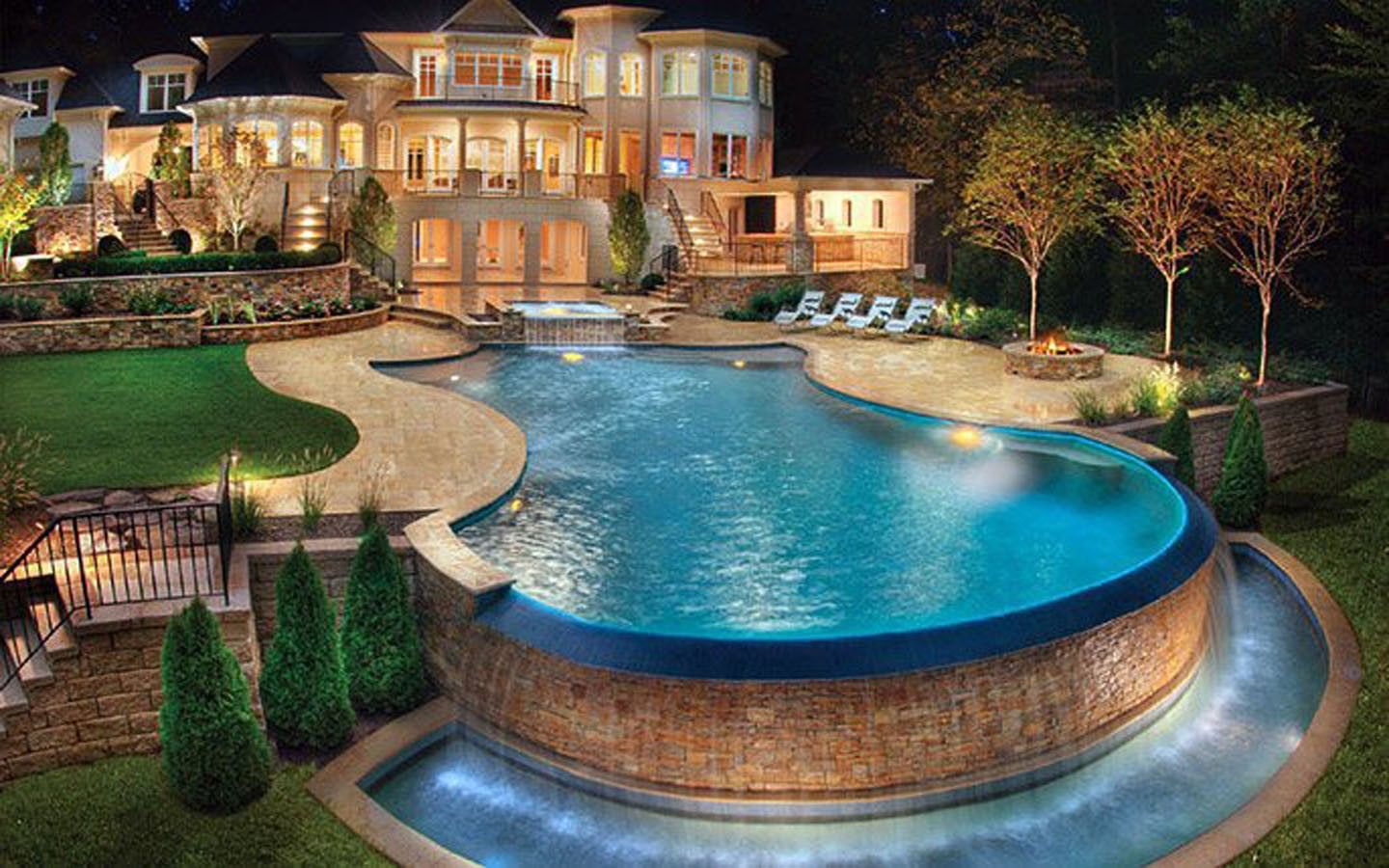 Beautiful Mansion Mani Collection Water Pool View Wallpaper