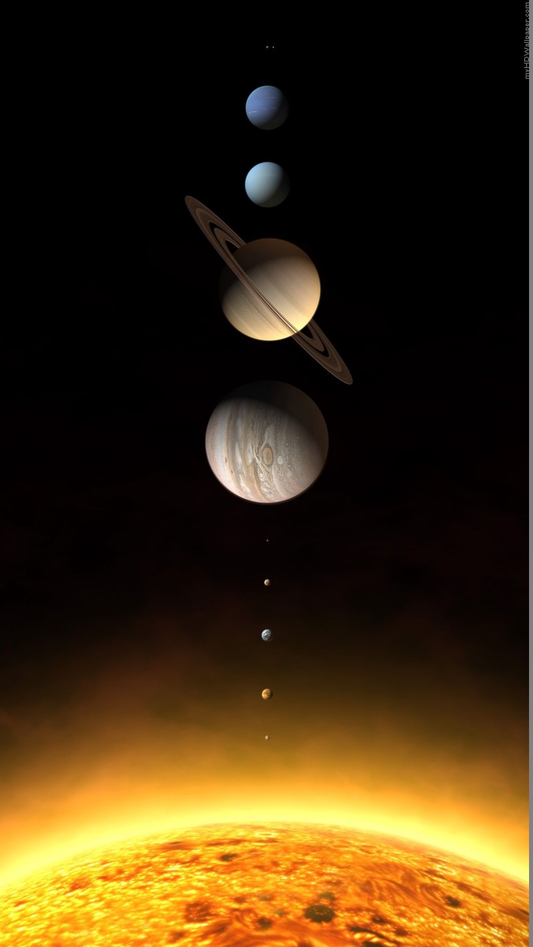 Realistic Solar System Planets Rendering iPhone 8 Wallpaper Free