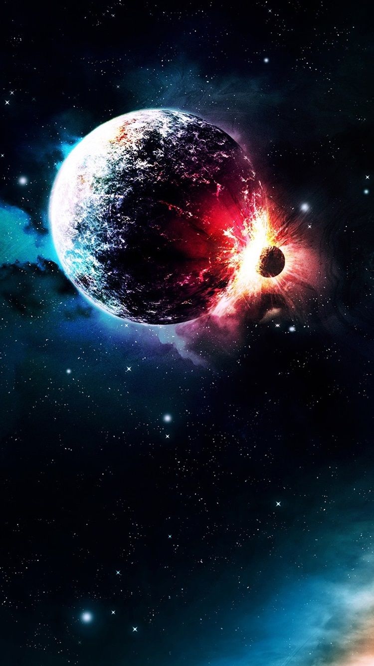 Planets Collision, Colors, Light 750x1334 IPhone 8 7 6 6S