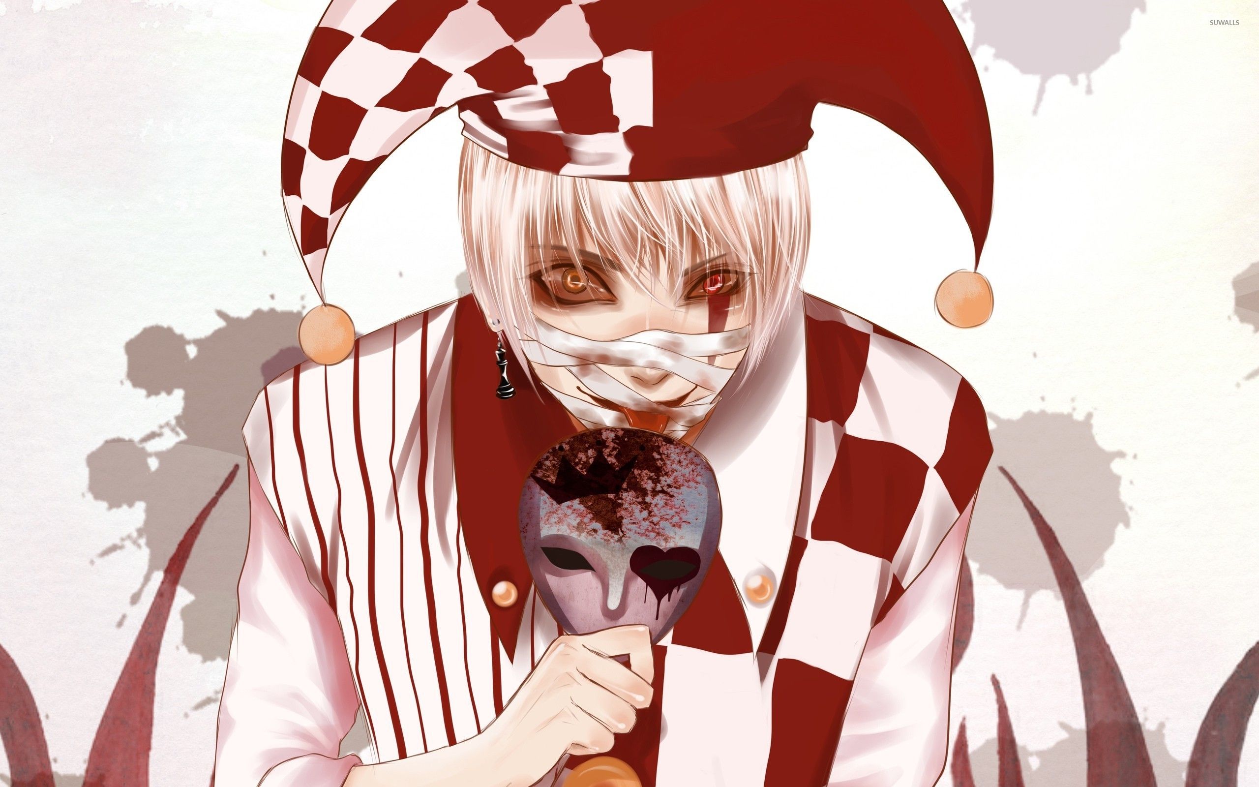 White and red clown with a mask wallpaper wallpaper