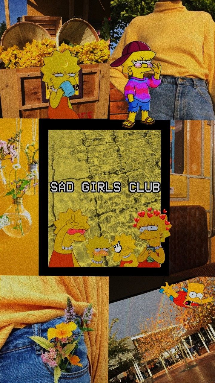 simpsons, wallpaper, sad girls club and yellow aesthetic