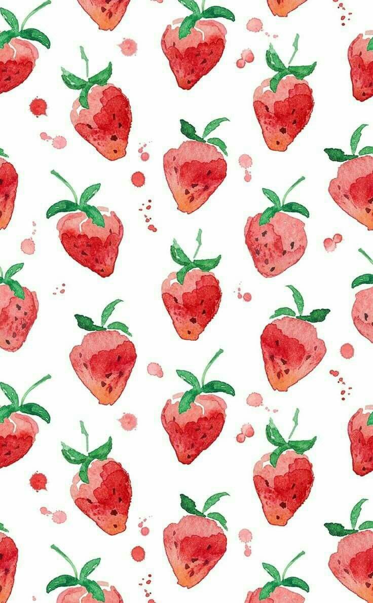 Strawberry wallpaper. Watercolor wallpaper